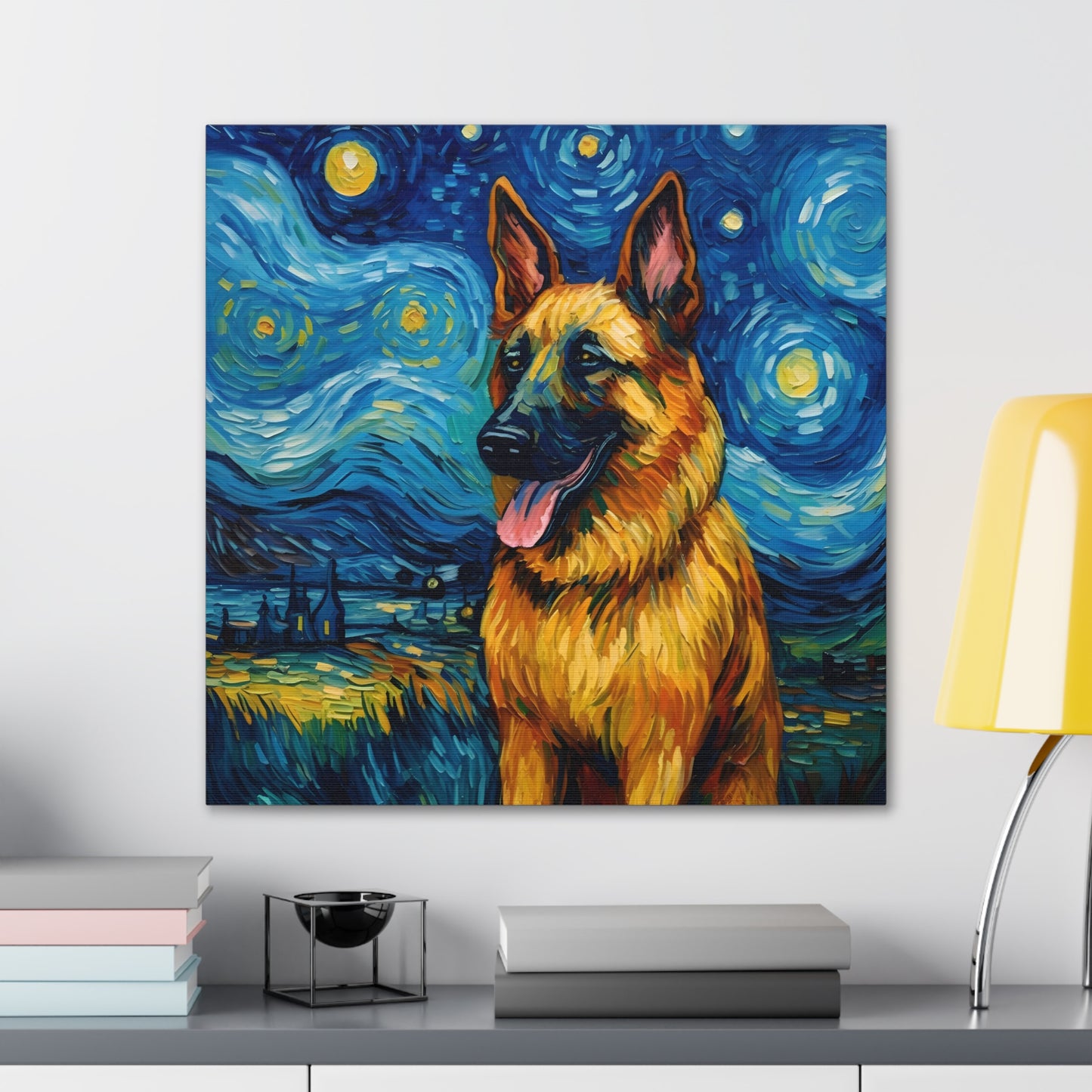 German Shepherd Van Gogh Canvas Print