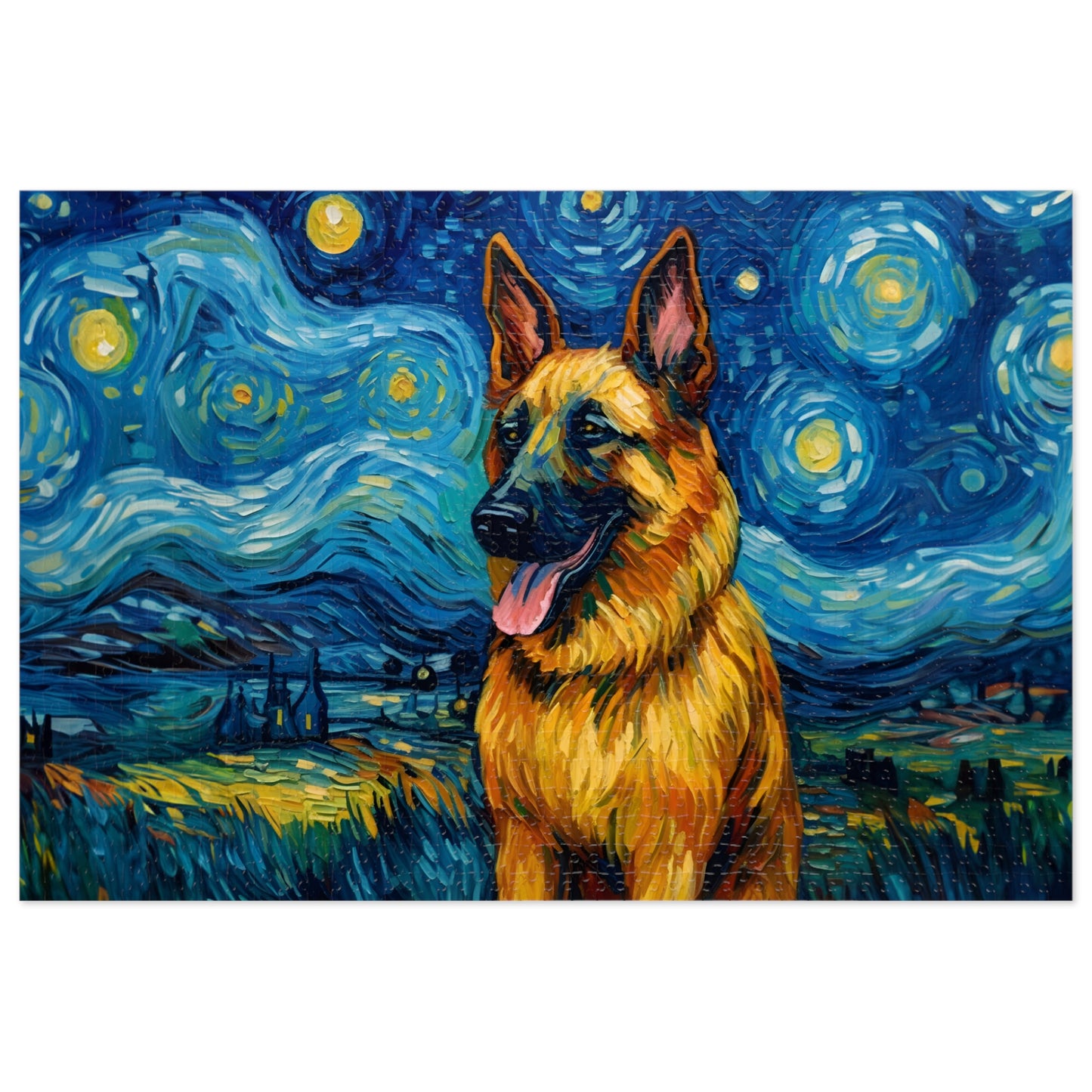 German Shepherd Van Gogh Puzzle (30, 110, 252, 500,1000-Piece)