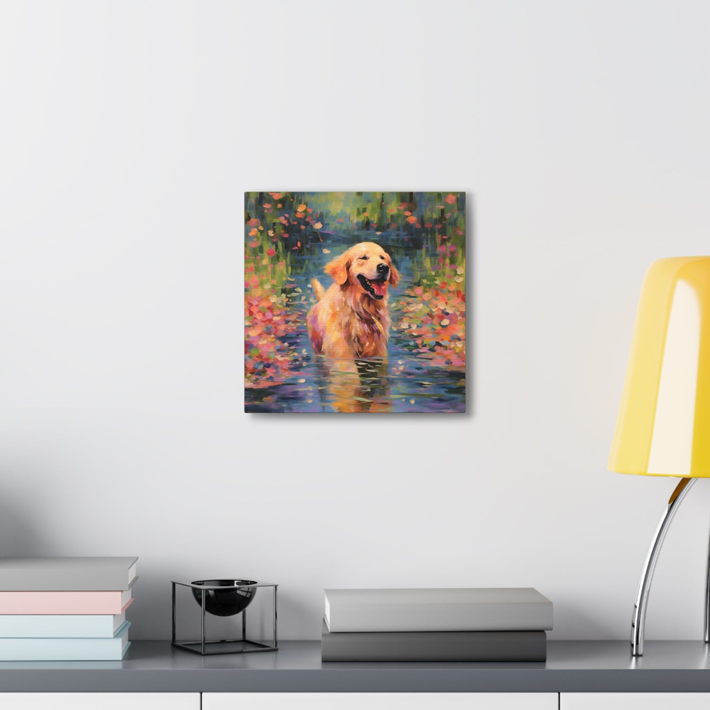 Golden Retriever Monet Canvas Print