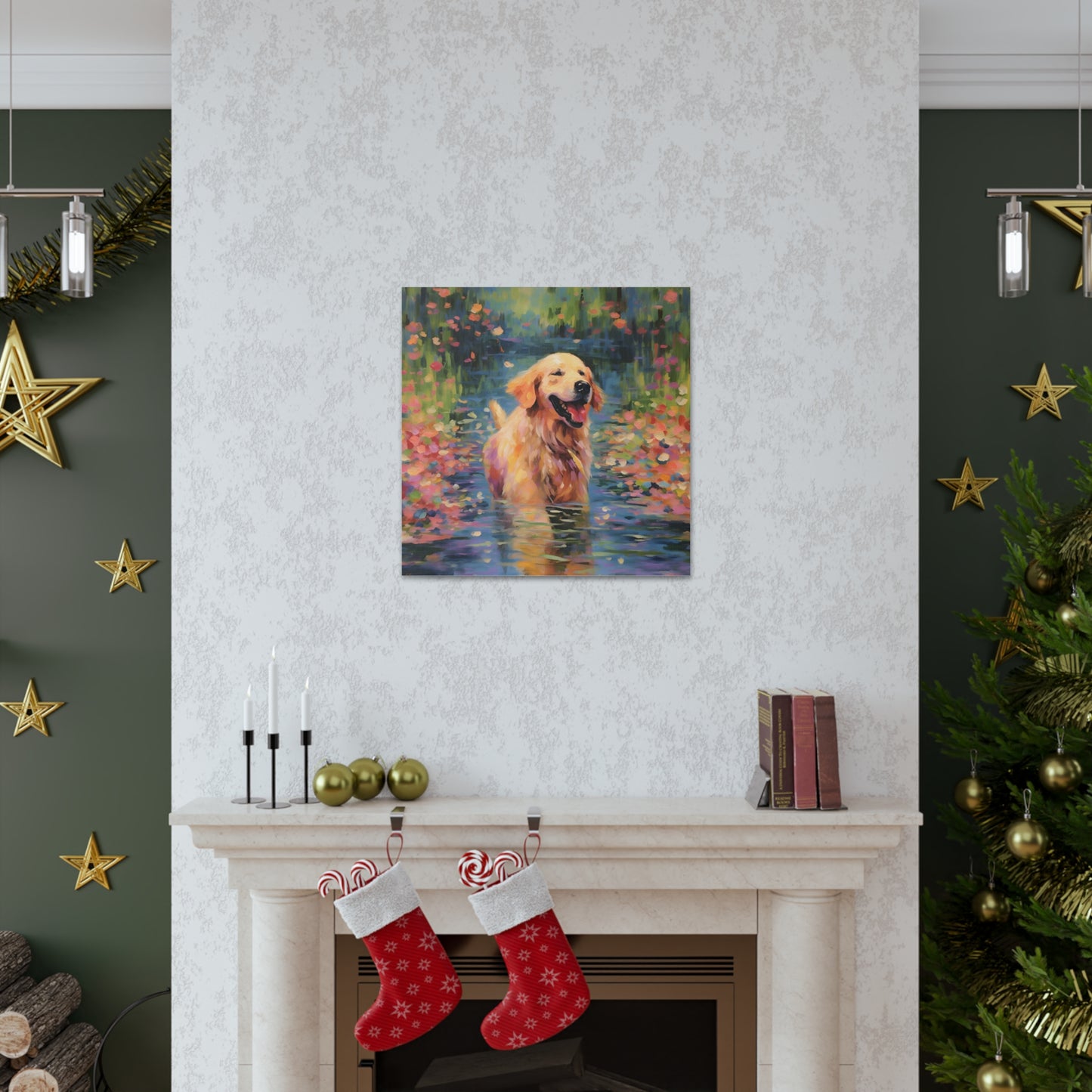 Golden Retriever Monet Canvas Print