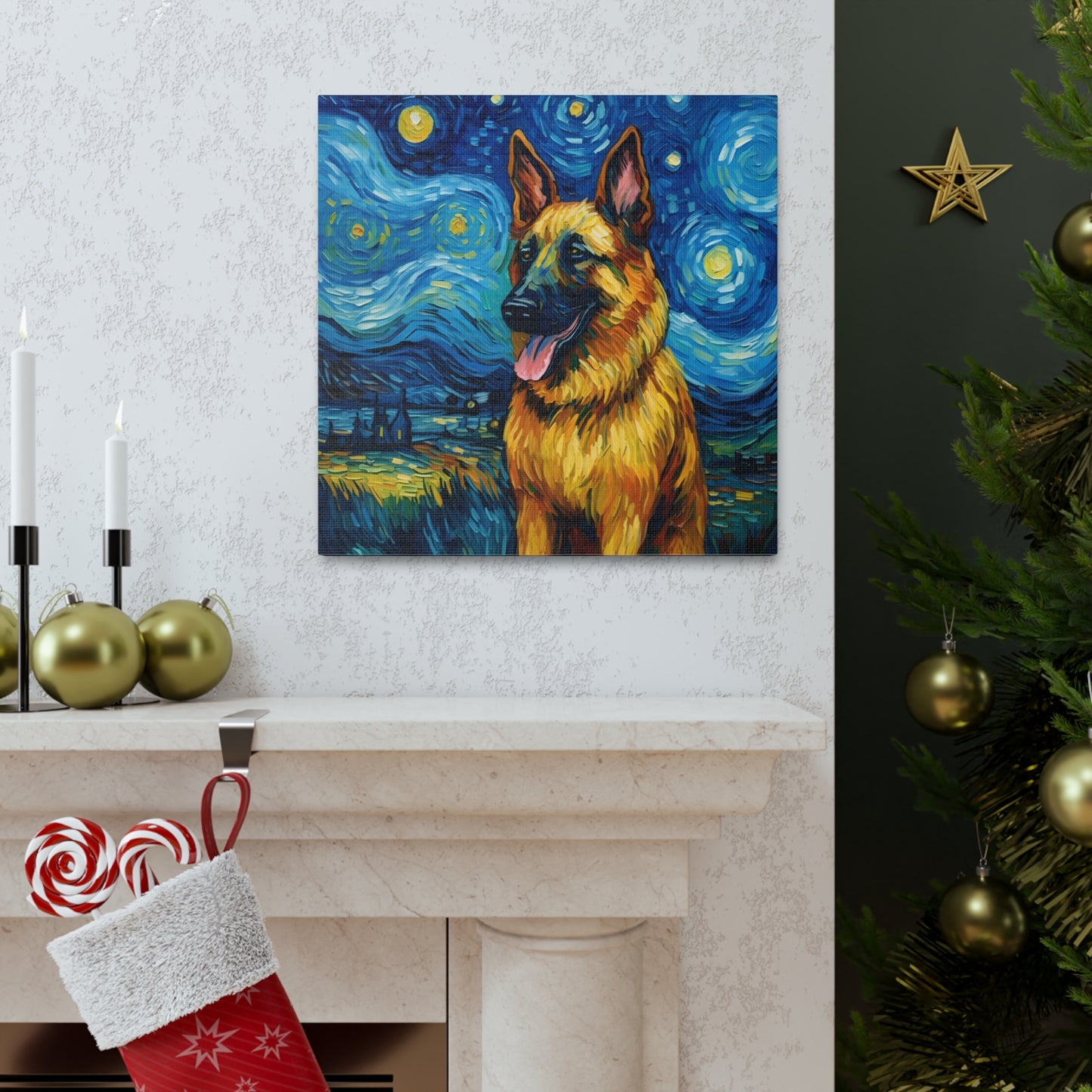 German Shepherd Van Gogh Canvas Print