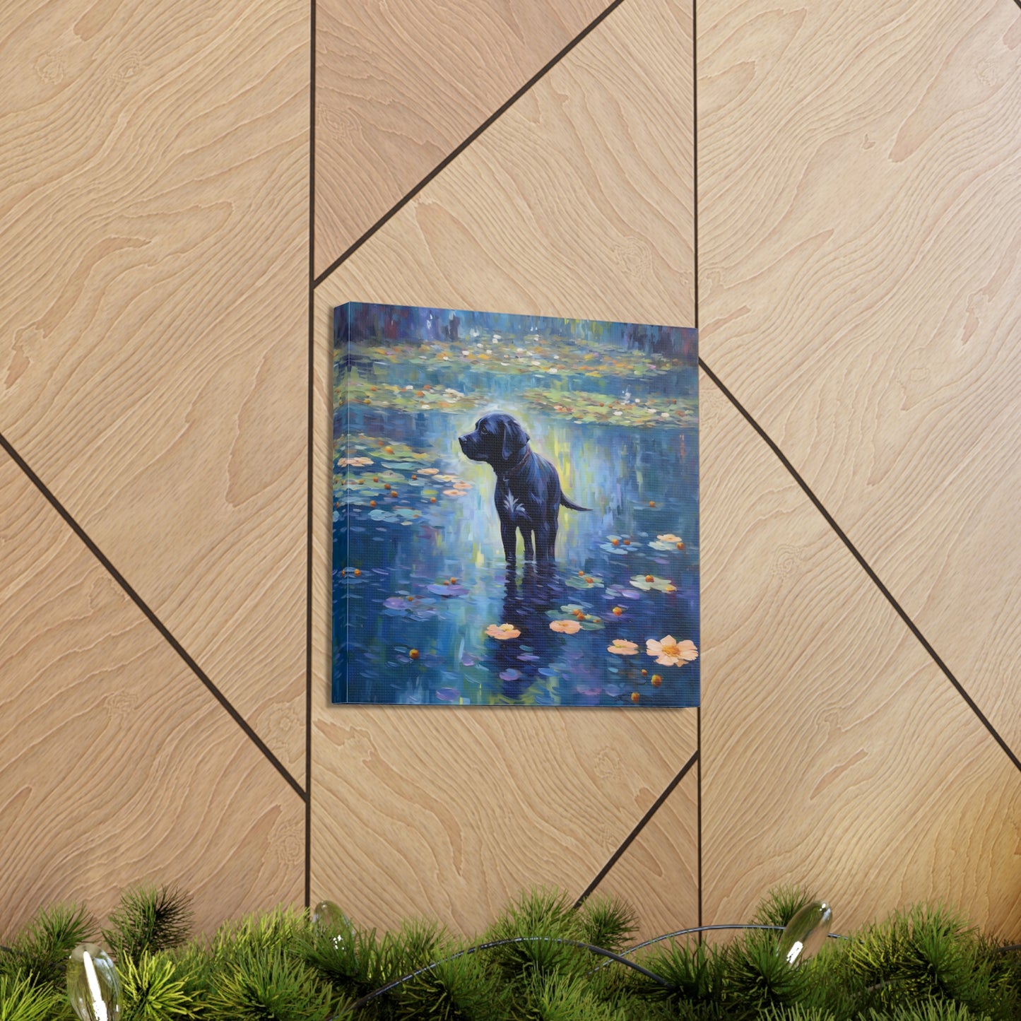 Black Lab Monet Canvas Print