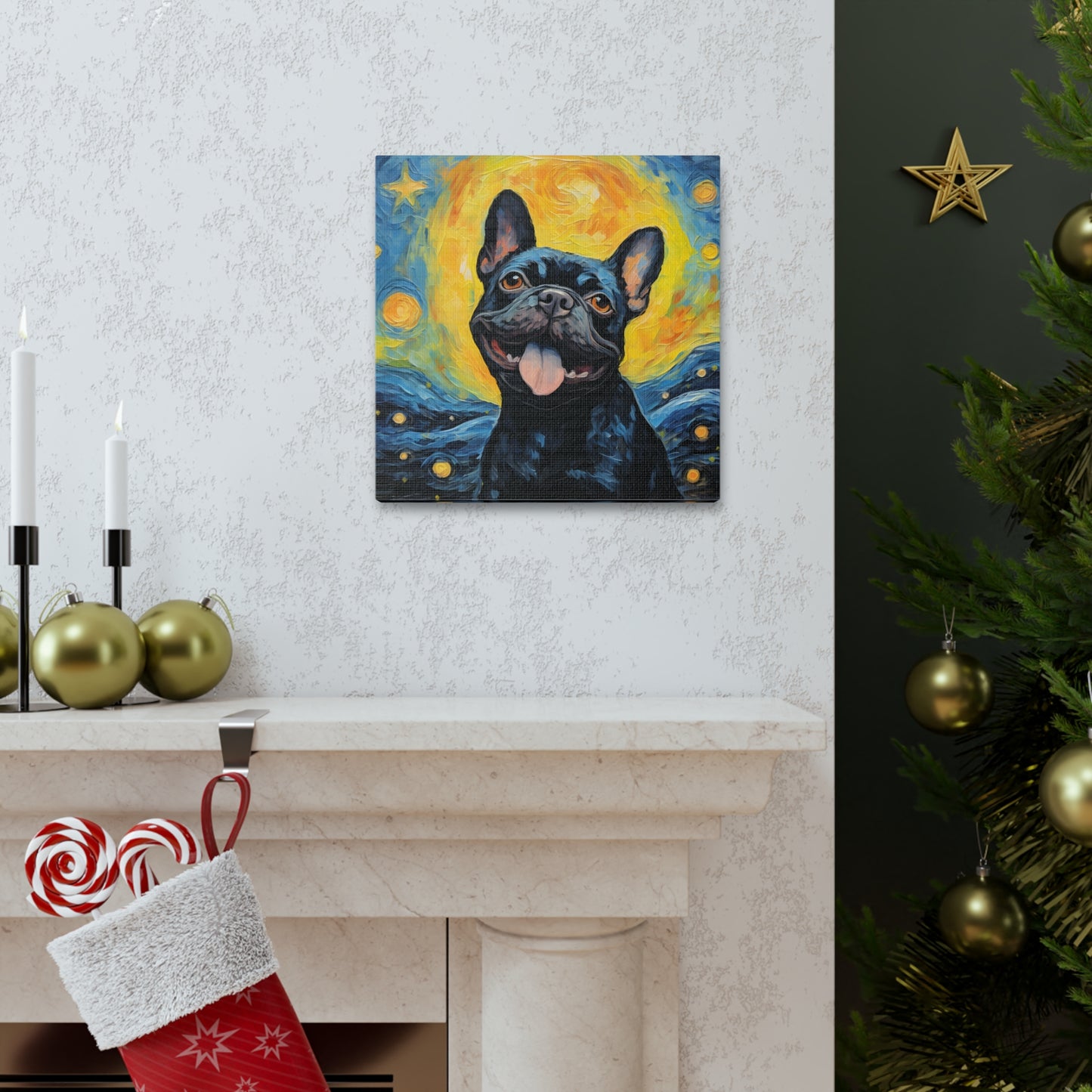 French Bulldog Van Gogh Canvas Print