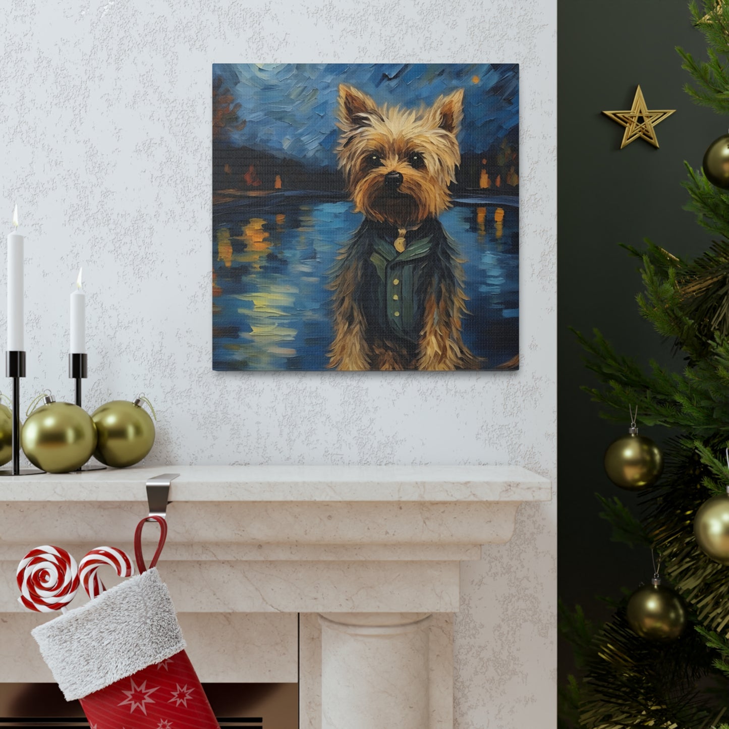 Yorkie Van Gogh Canvas Print