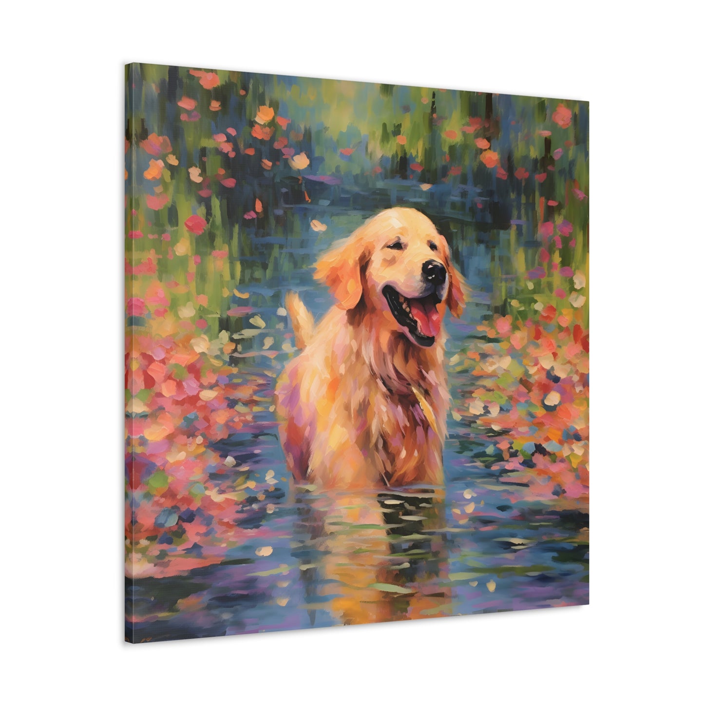 Golden Retriever Monet Canvas Print