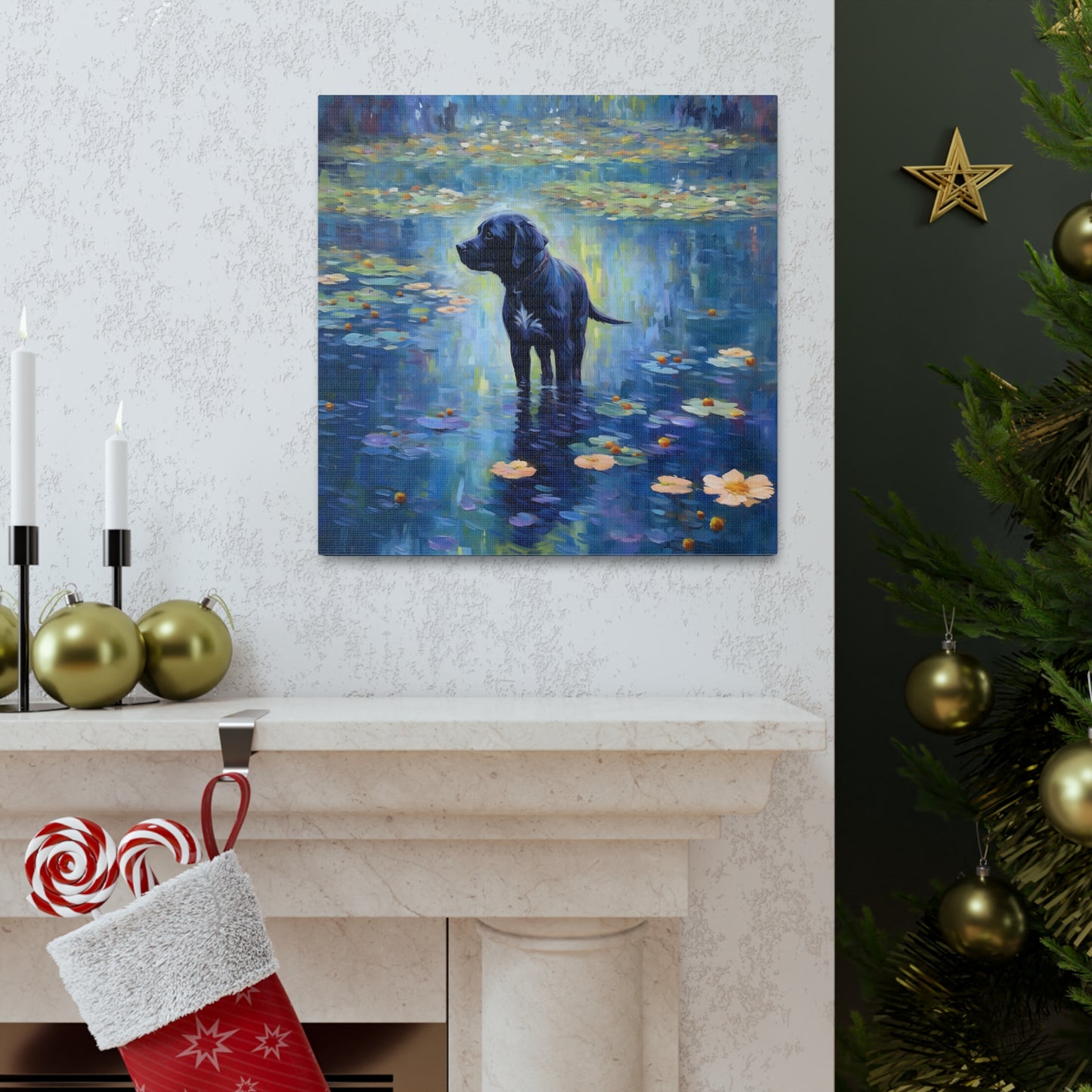 Black Lab Monet Canvas Print