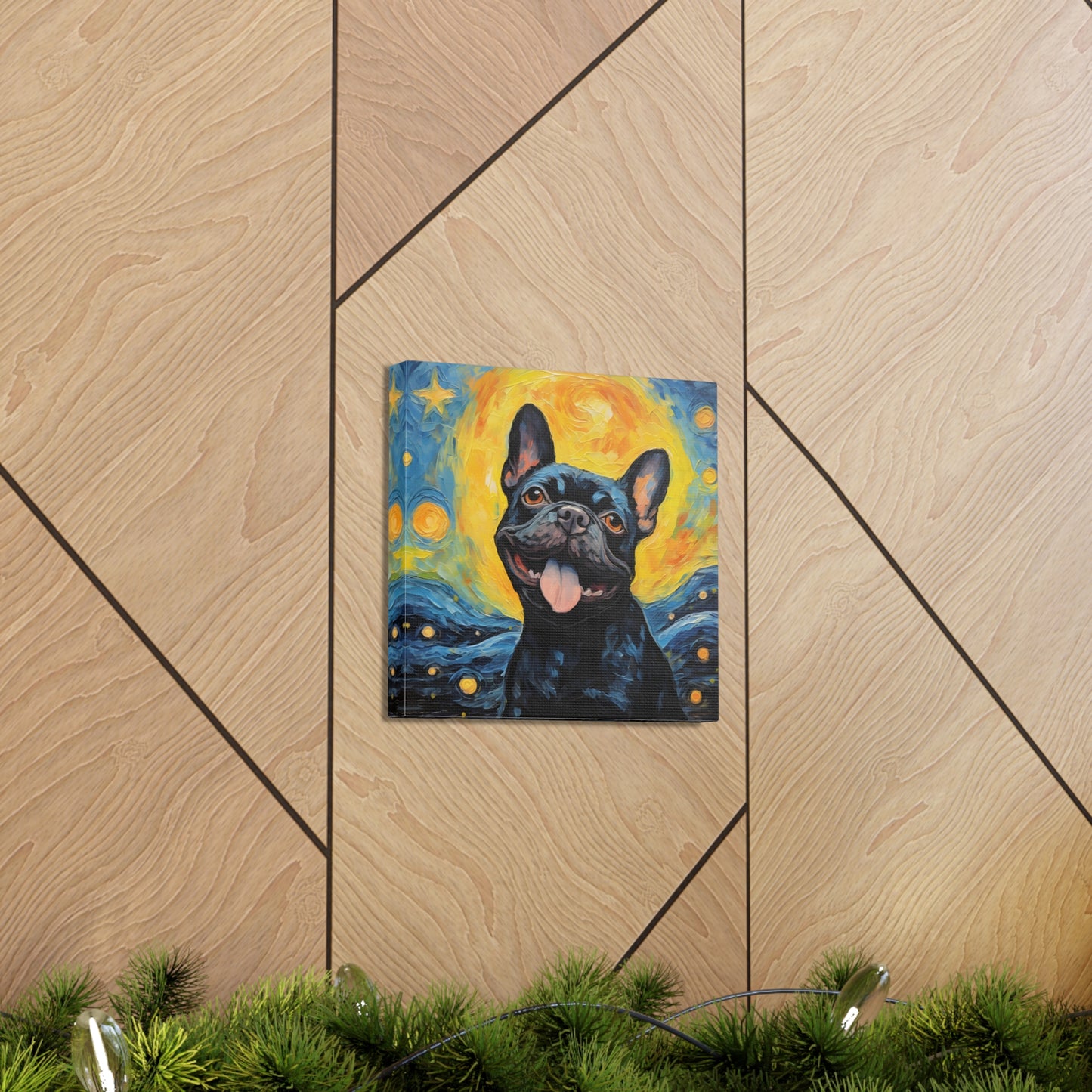 French Bulldog Van Gogh Canvas Print