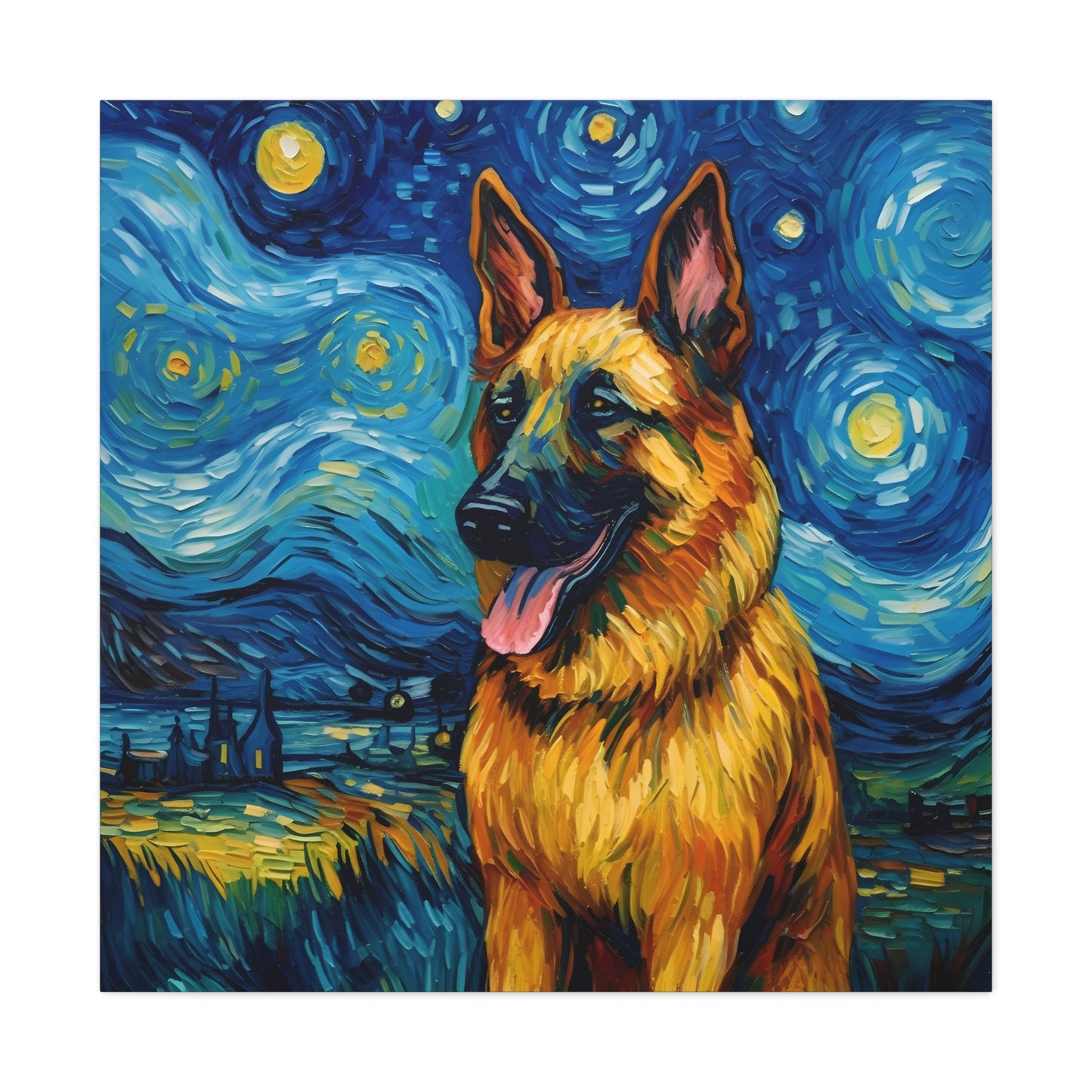 German Shepherd Van Gogh Canvas Print