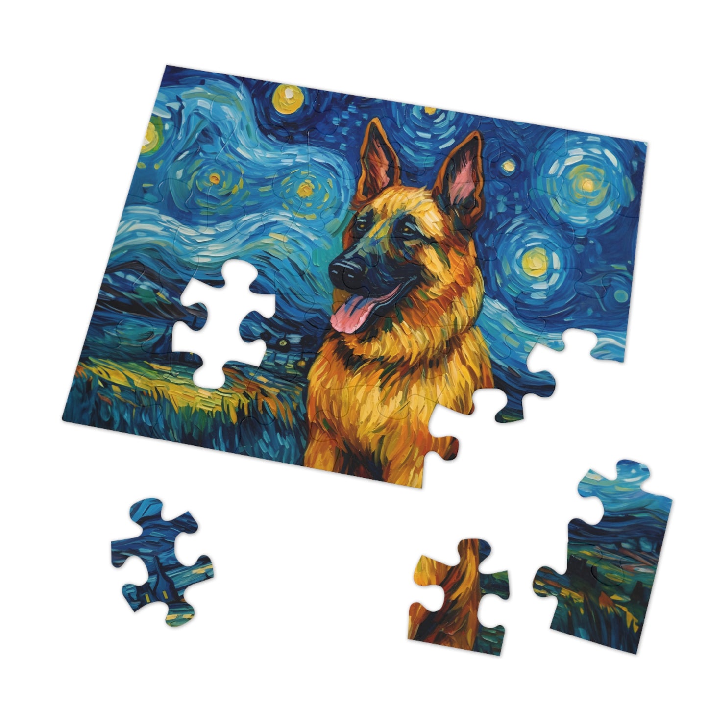 German Shepherd Van Gogh Puzzle (30, 110, 252, 500,1000-Piece)