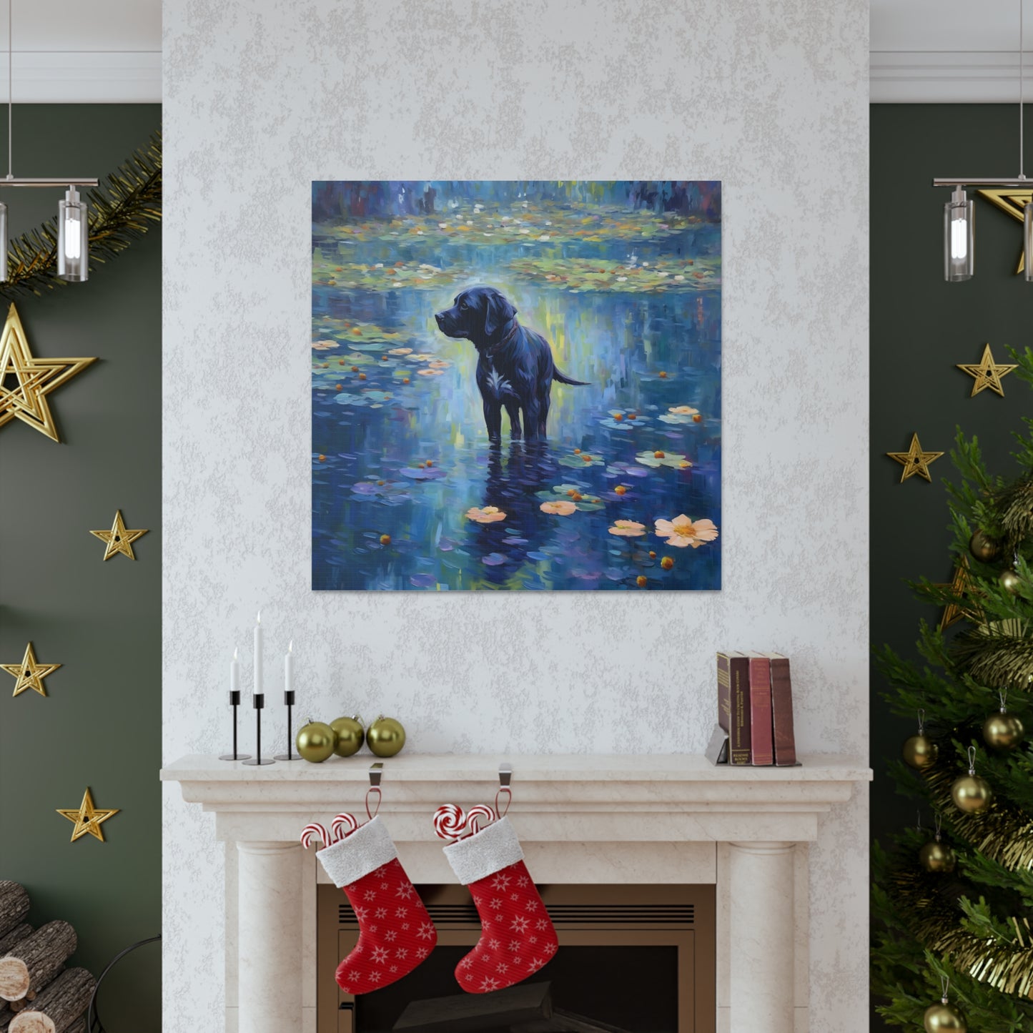 Black Lab Monet Canvas Print