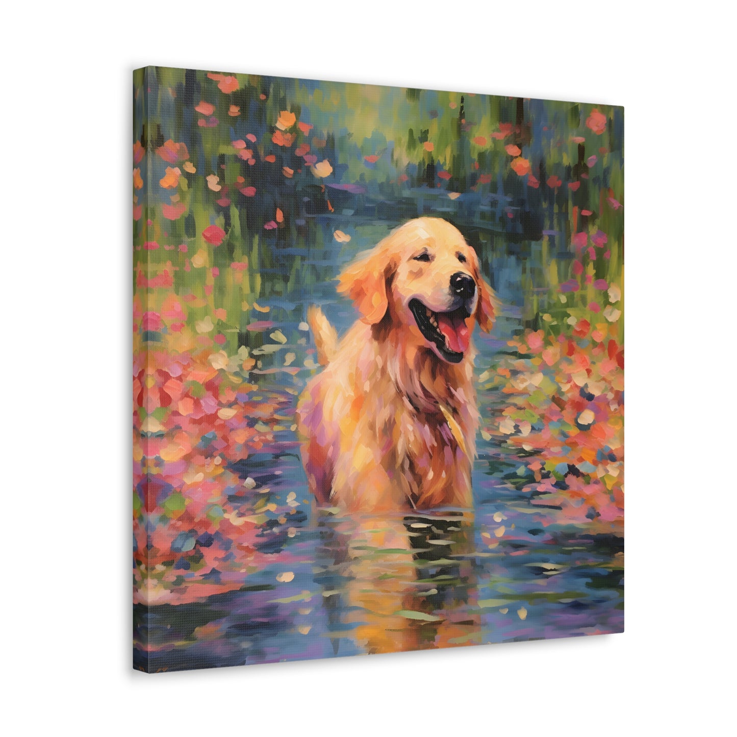 Golden Retriever Monet Canvas Print