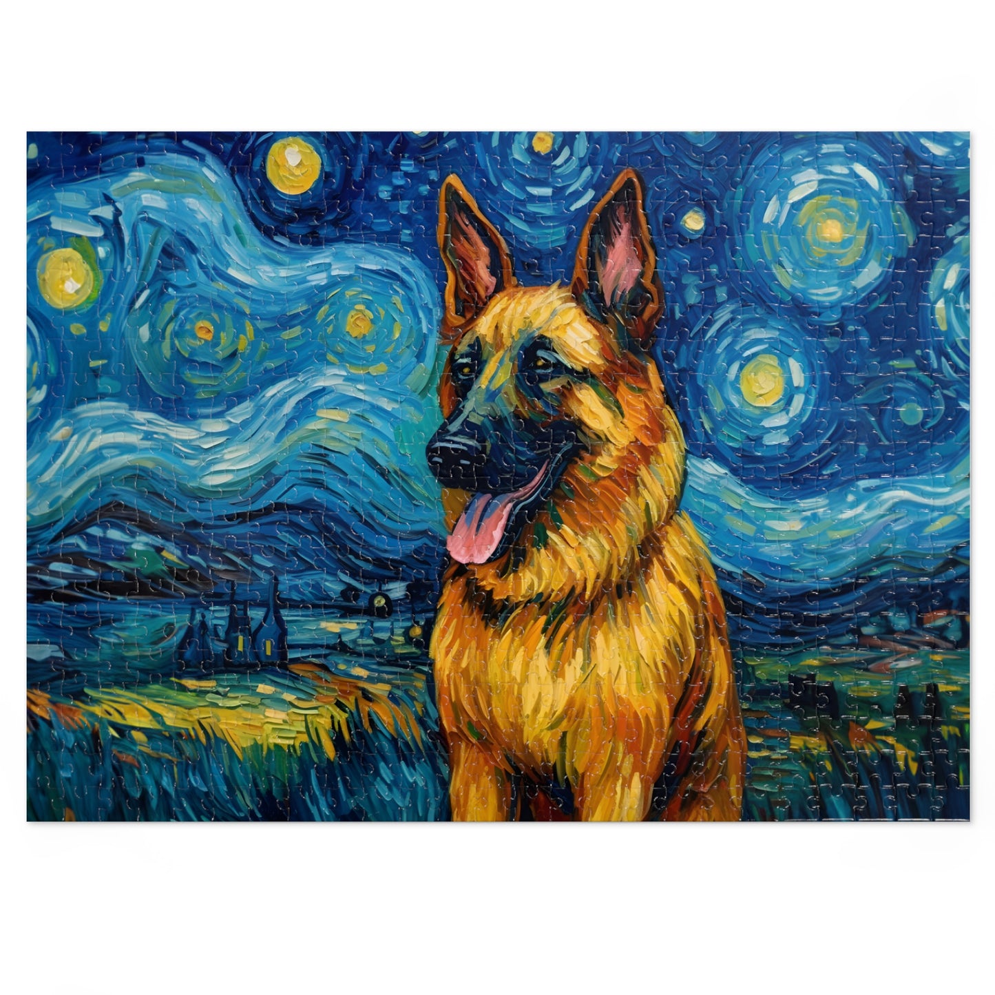 German Shepherd Van Gogh Puzzle (30, 110, 252, 500,1000-Piece)