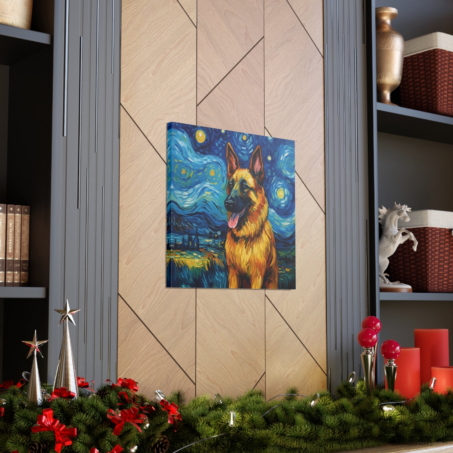 German Shepherd Van Gogh Canvas Print