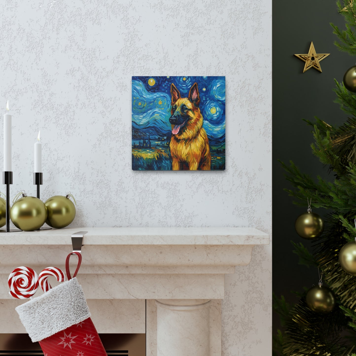 German Shepherd Van Gogh Canvas Print