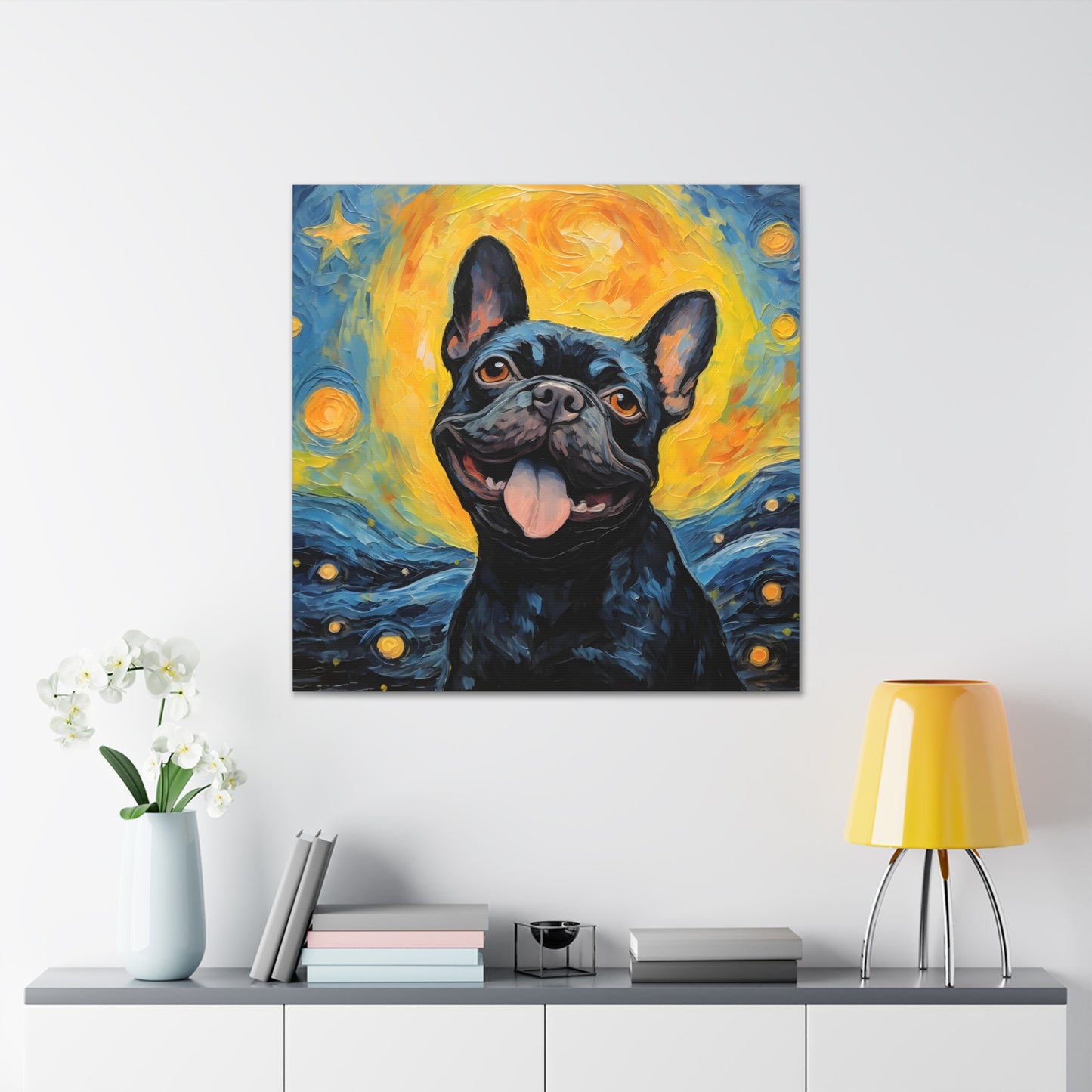 French Bulldog Van Gogh Canvas Print