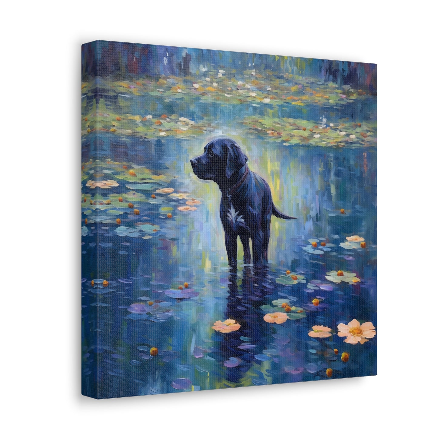 Black Lab Monet Canvas Print