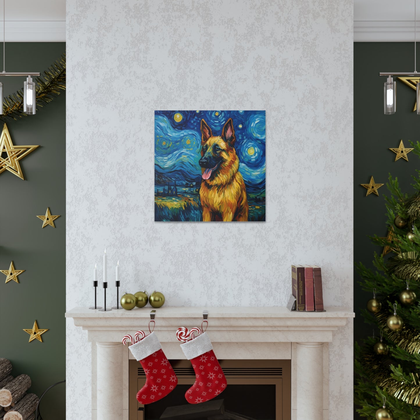 German Shepherd Van Gogh Canvas Print