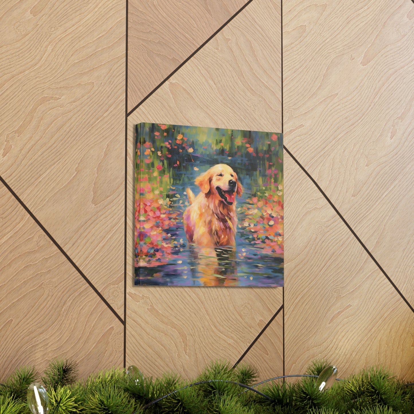 Golden Retriever Monet Canvas Print