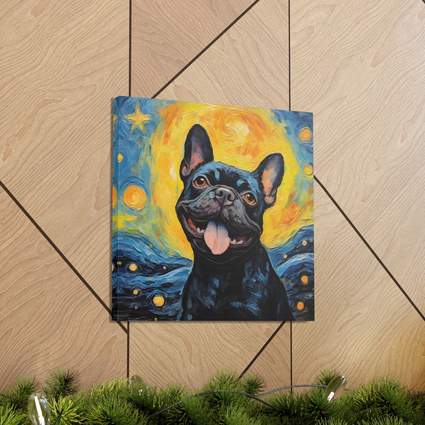 French Bulldog Van Gogh Canvas Print