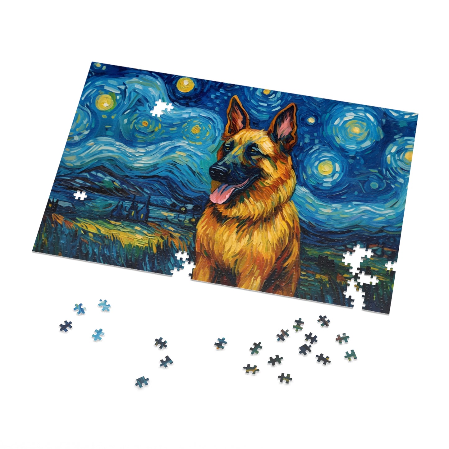 German Shepherd Van Gogh Puzzle (30, 110, 252, 500,1000-Piece)