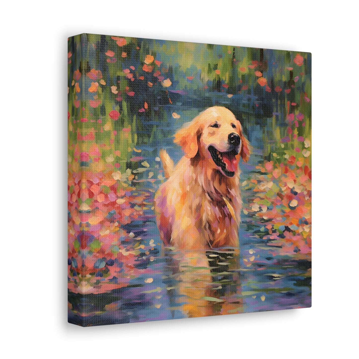 Golden Retriever Monet Canvas Print