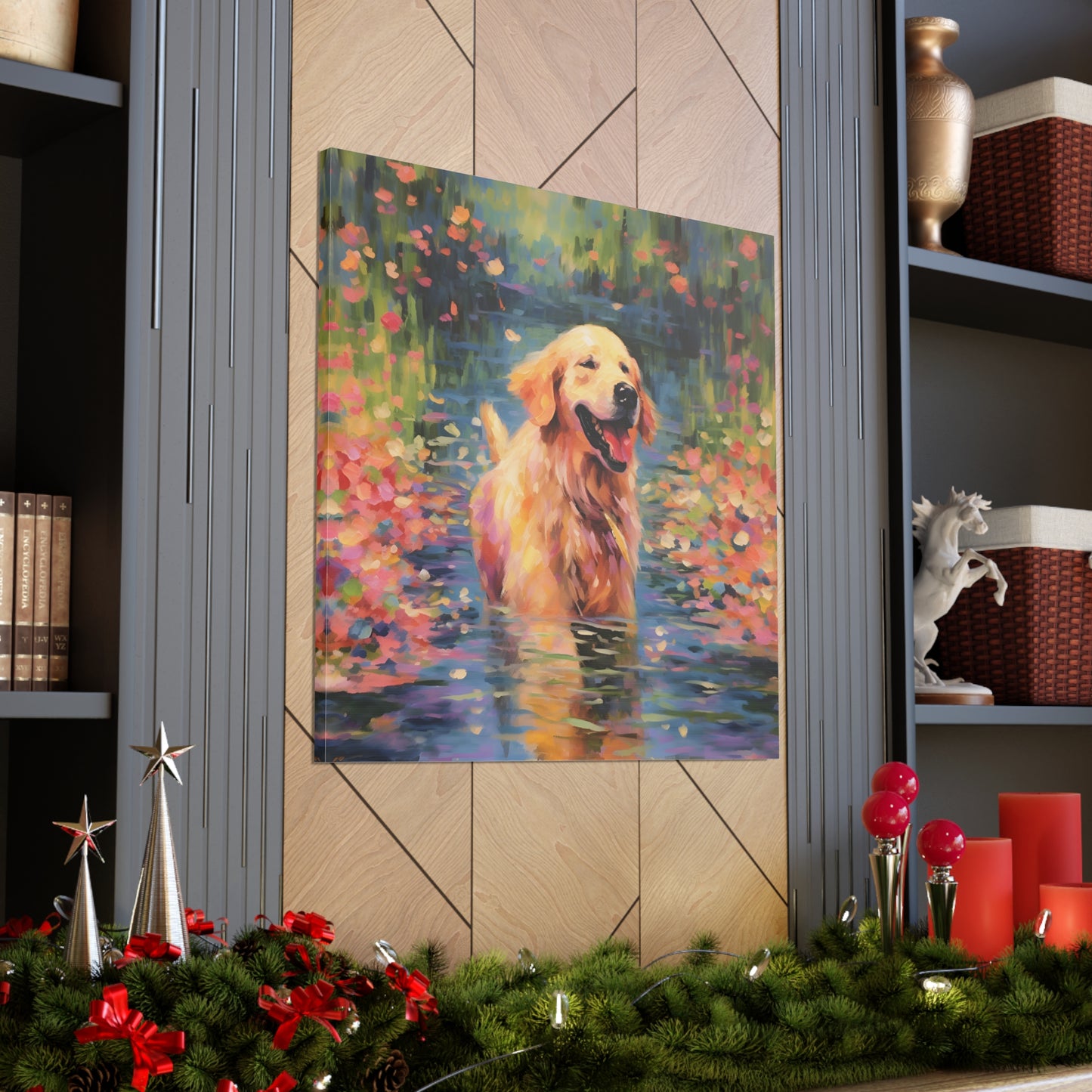 Golden Retriever Monet Canvas Print