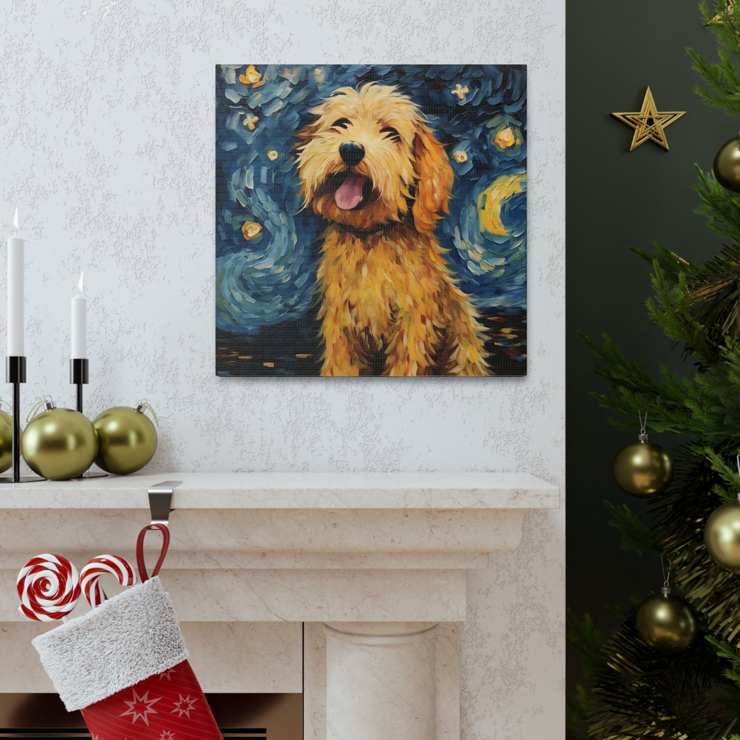 Golden Doodle Van Gogh Canvas Print