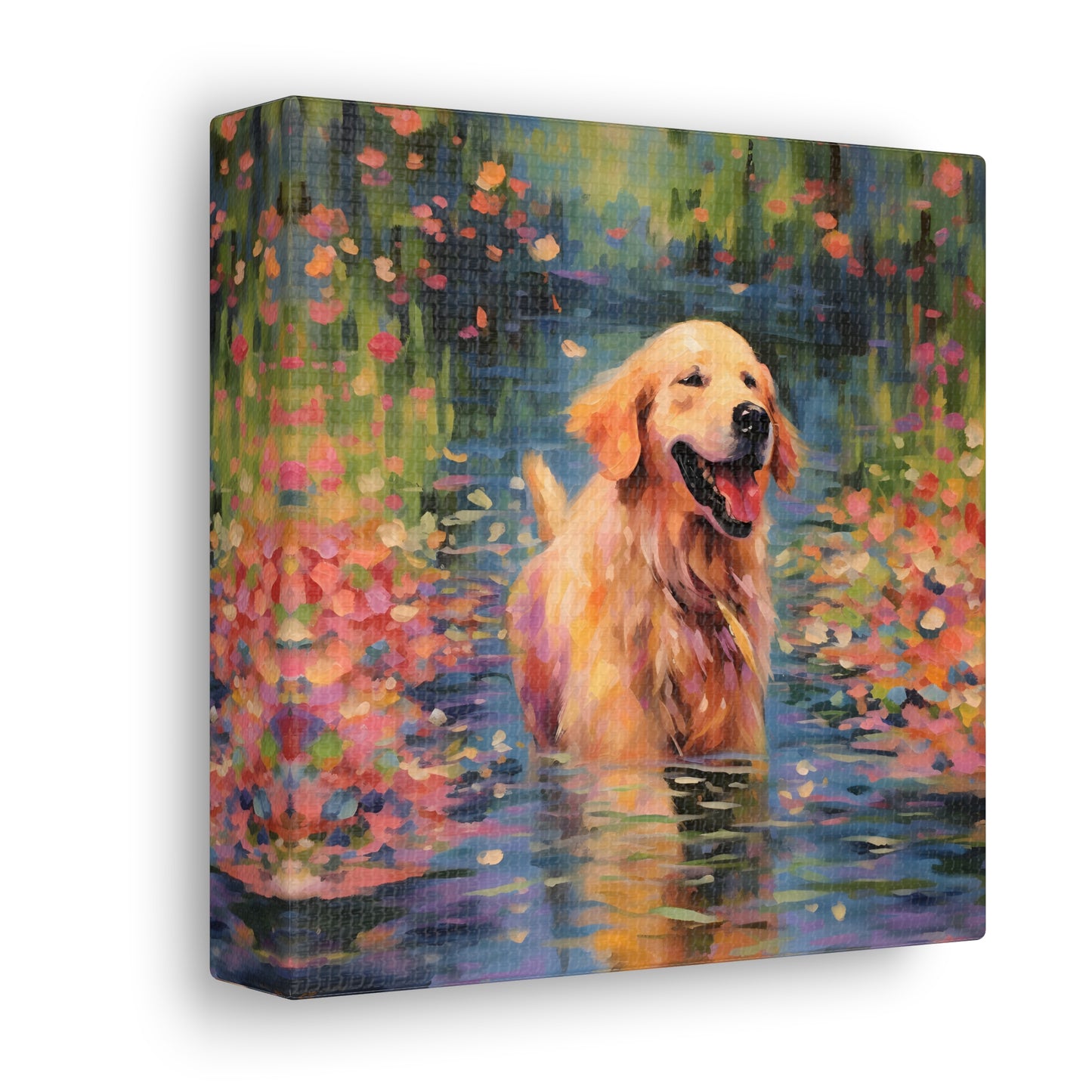 Golden Retriever Monet Canvas Print