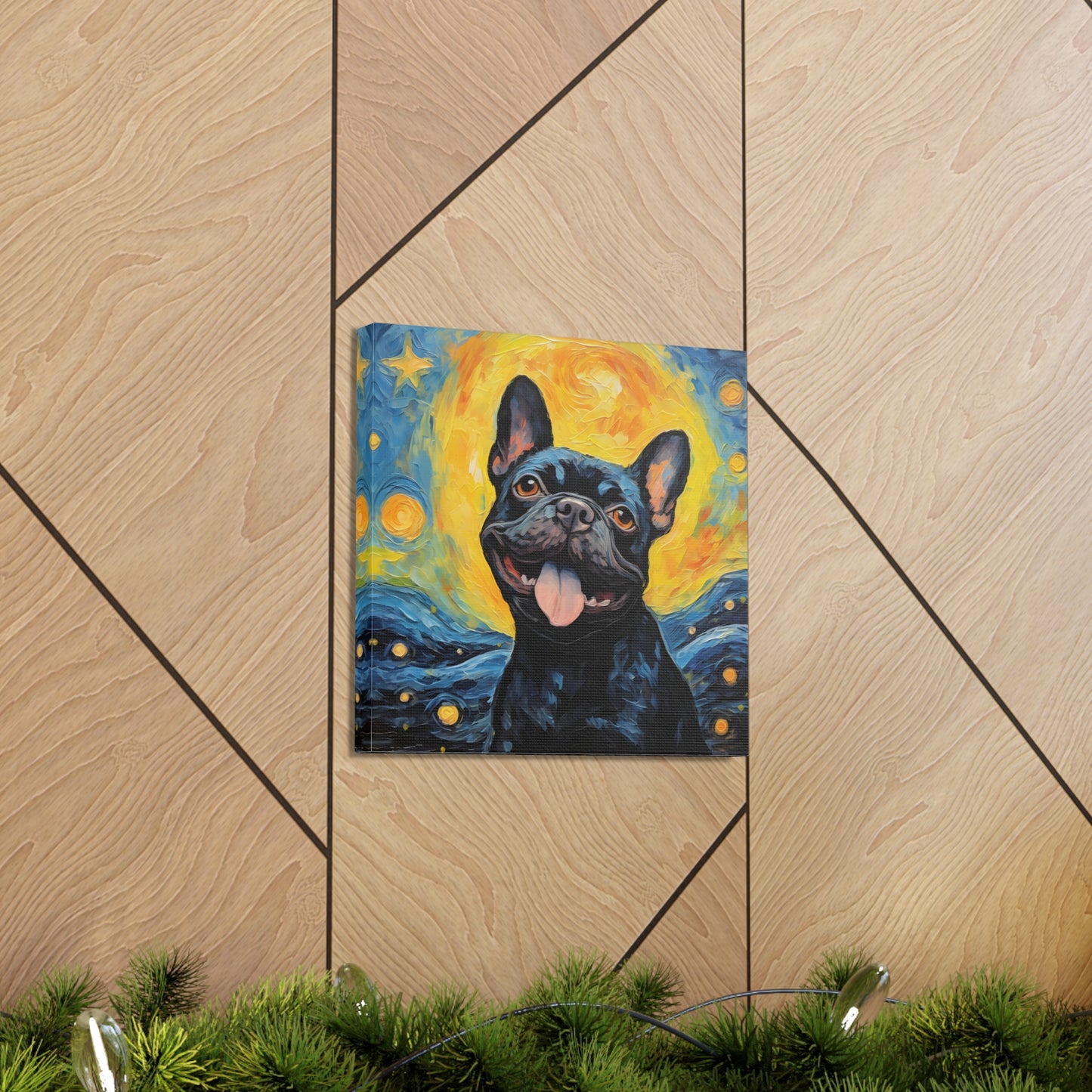 French Bulldog Van Gogh Canvas Print