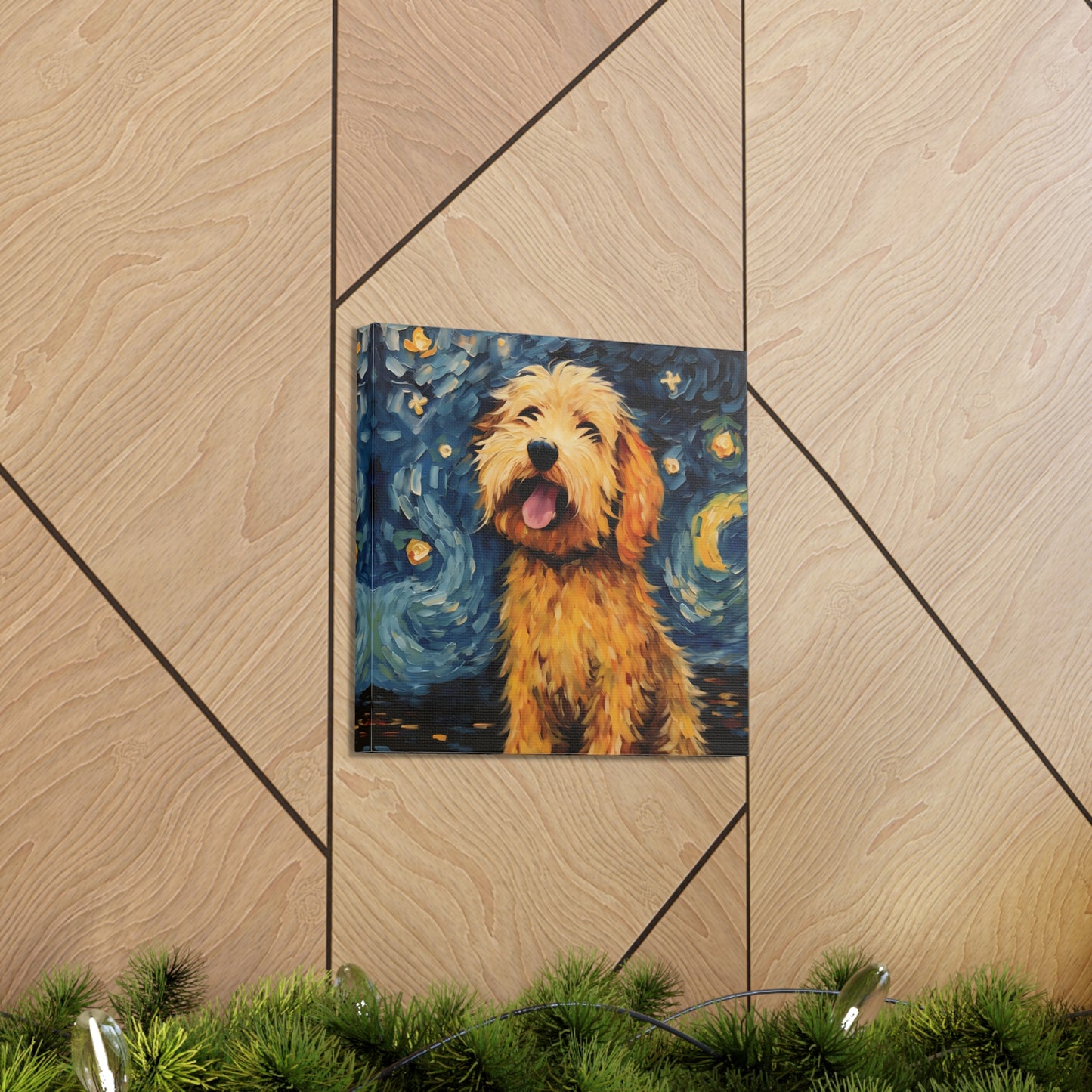 Golden Doodle Van Gogh Canvas Print