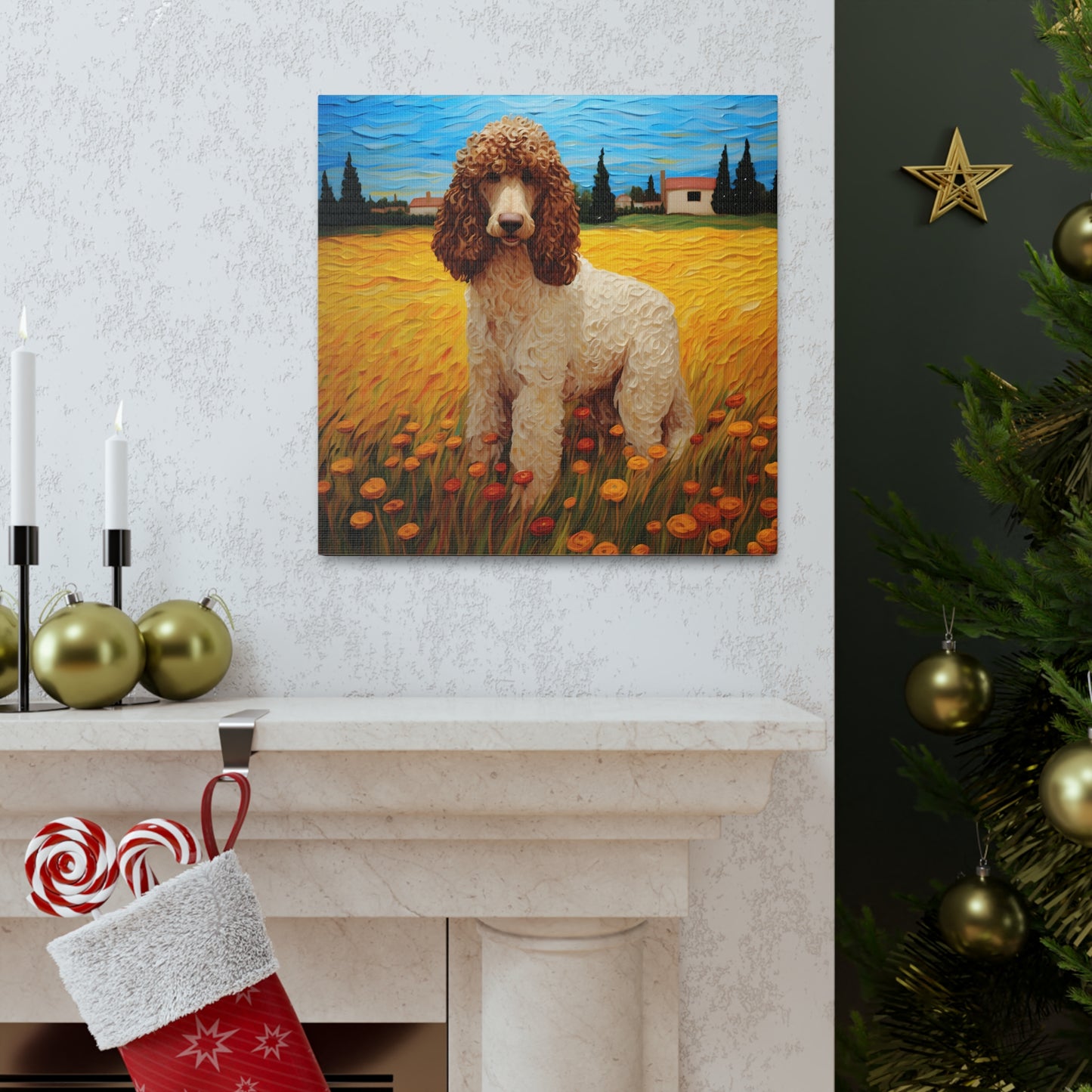 Standard Poodle Van Gogh Canvas Print