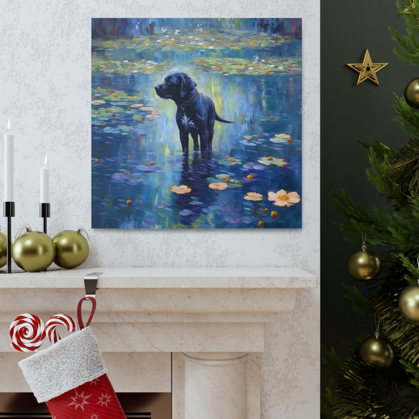 Black Lab Monet Canvas Print