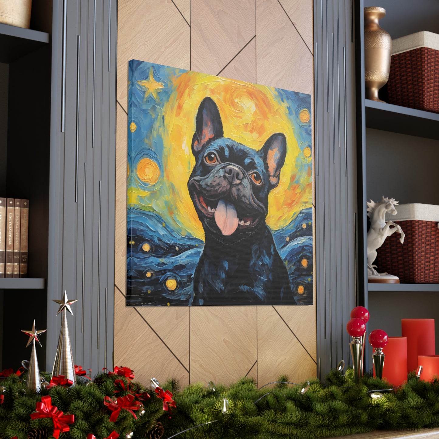 French Bulldog Van Gogh Canvas Print