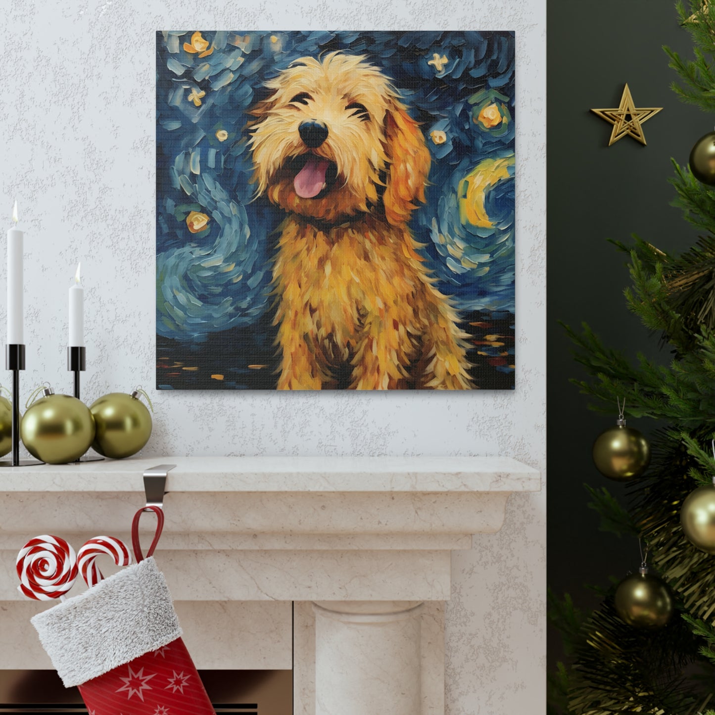 Golden Doodle Van Gogh Canvas Print