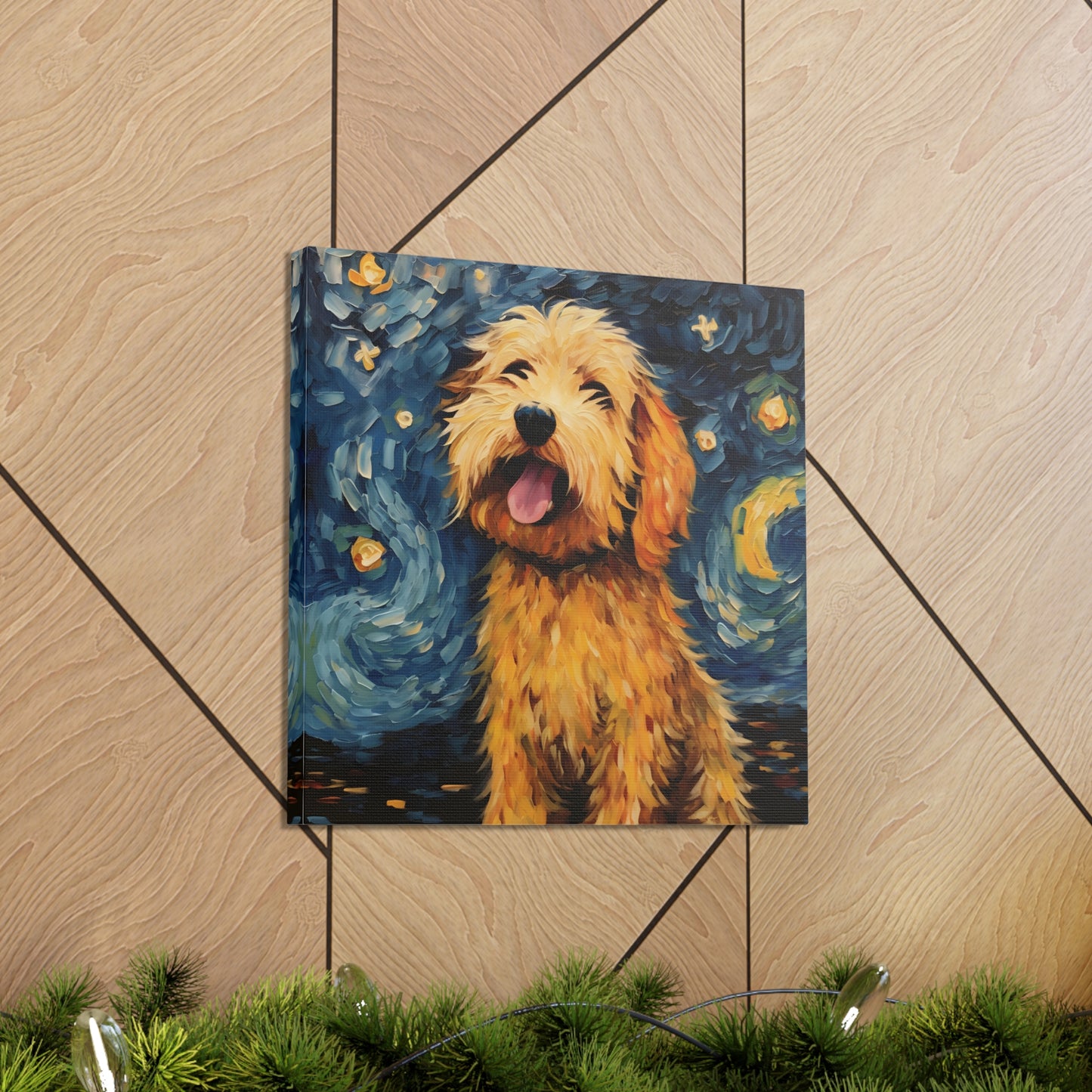 Golden Doodle Van Gogh Canvas Print