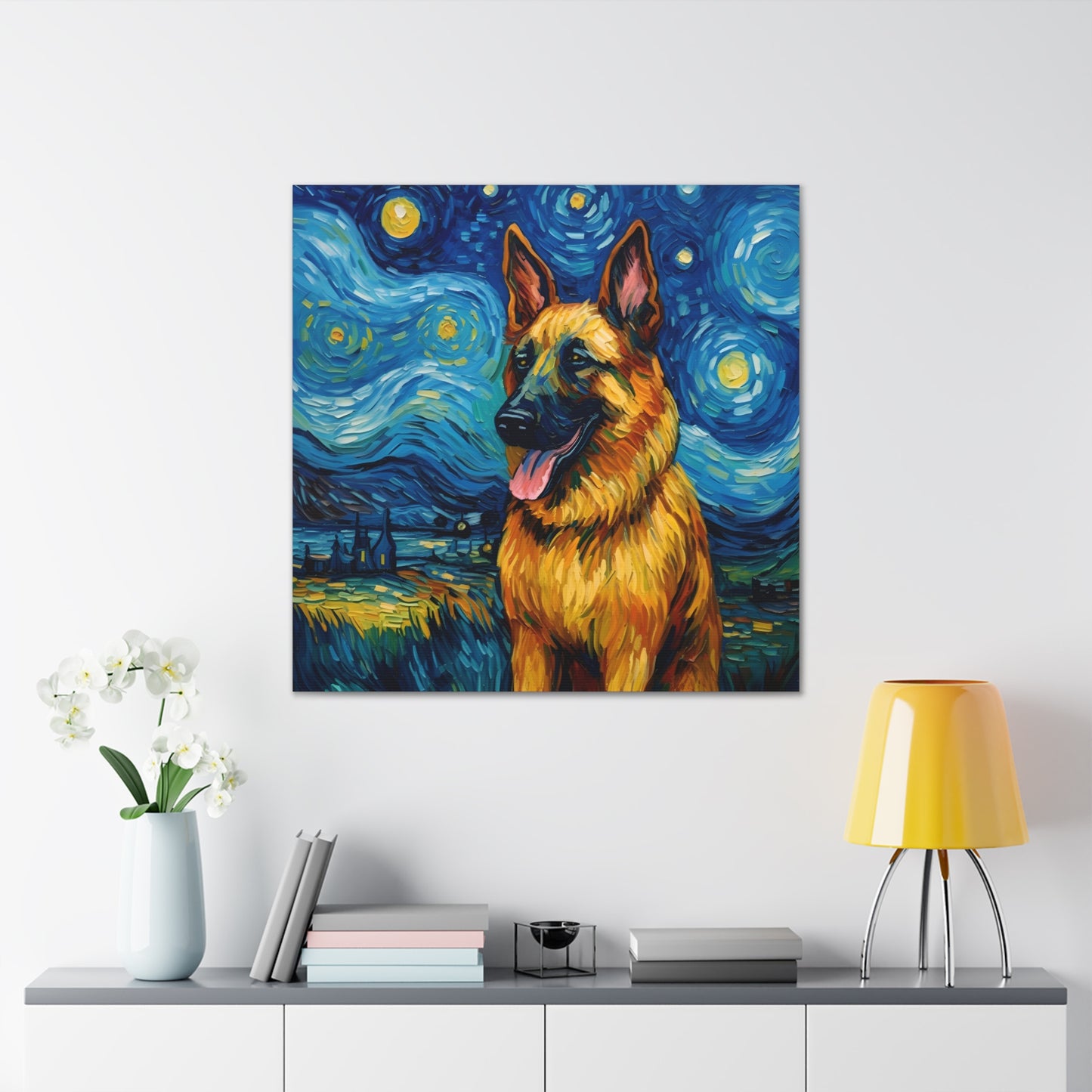 German Shepherd Van Gogh Canvas Print