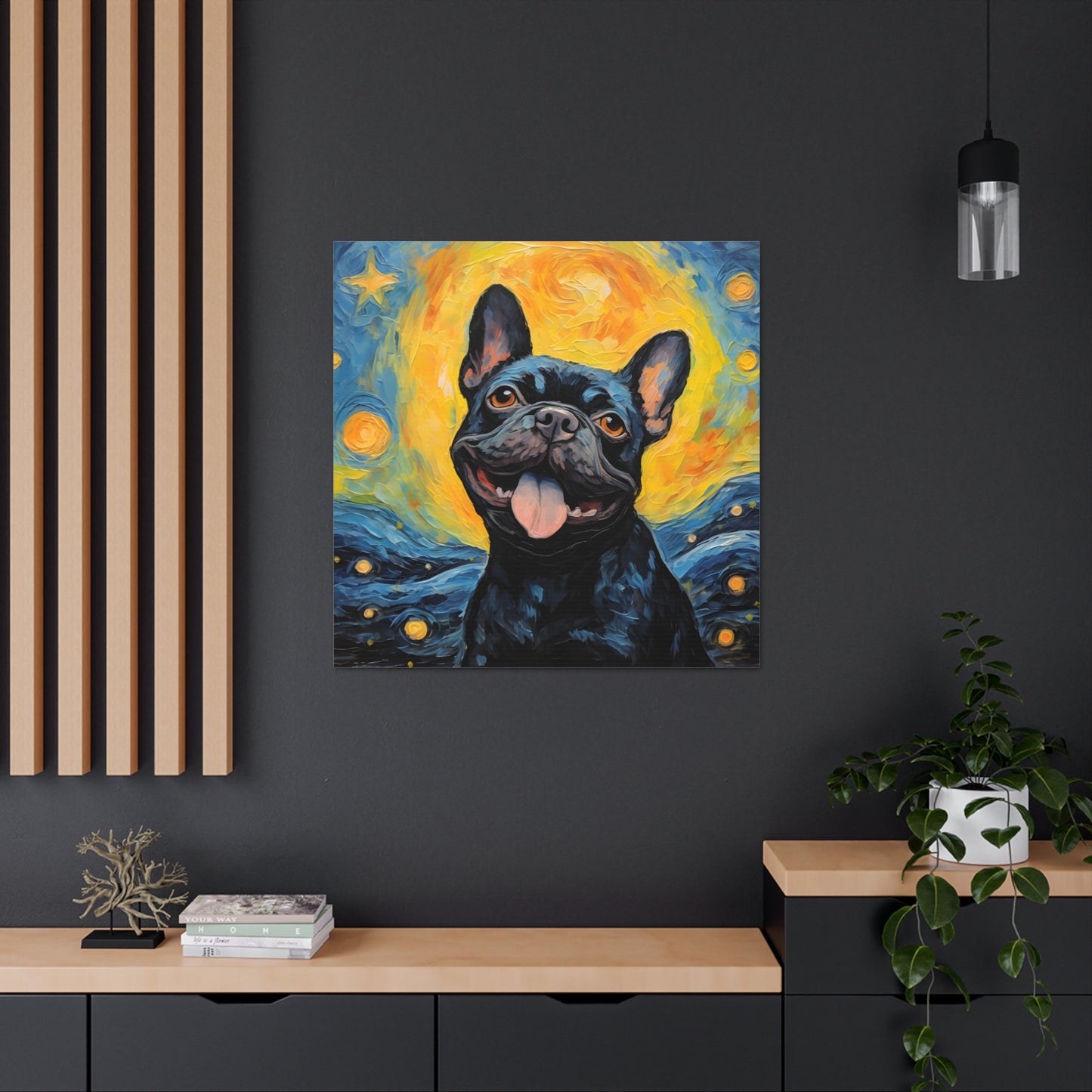 French Bulldog Van Gogh Canvas Print