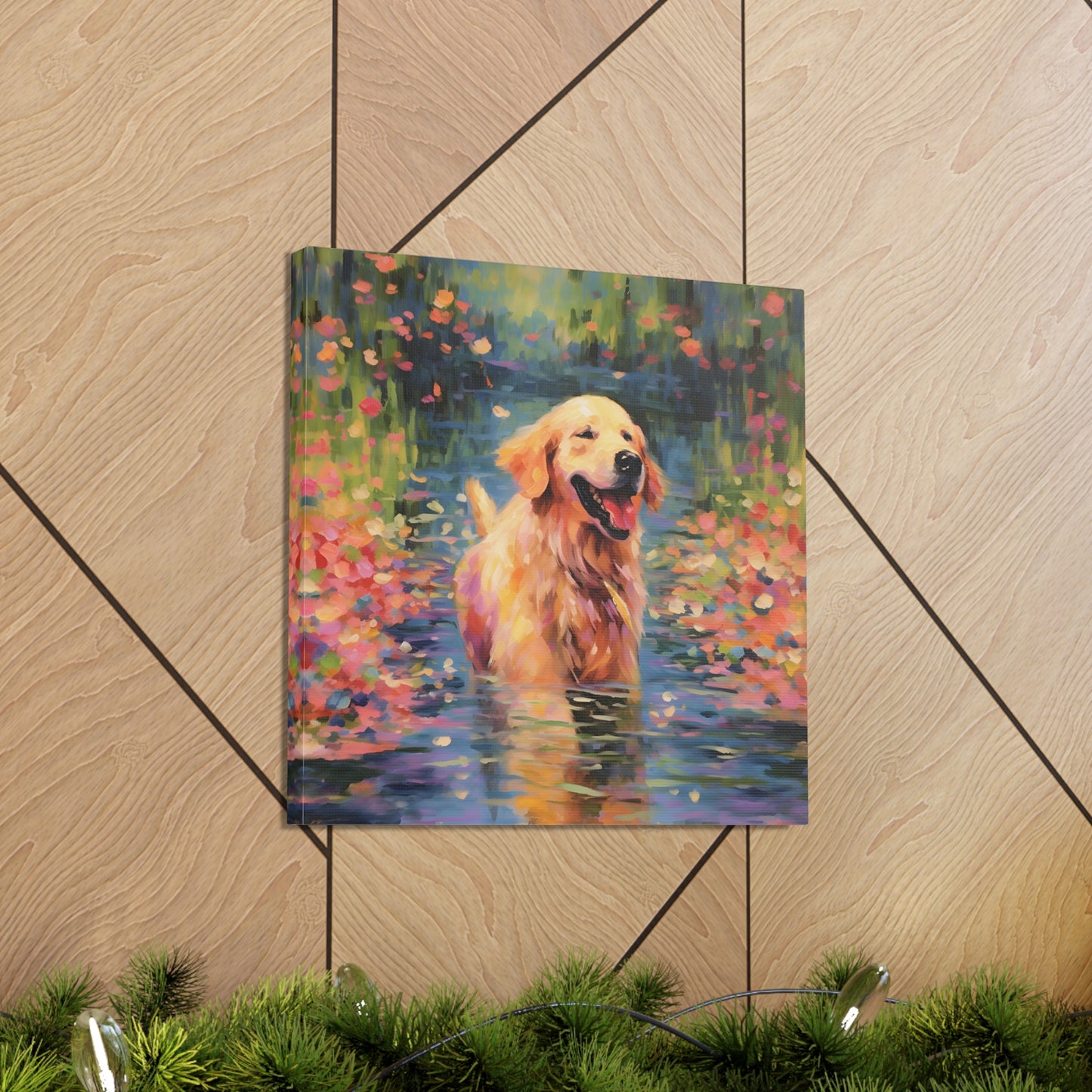 Golden Retriever Monet Canvas Print