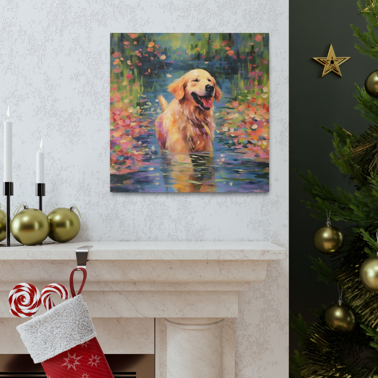 Golden Retriever Monet Canvas Print