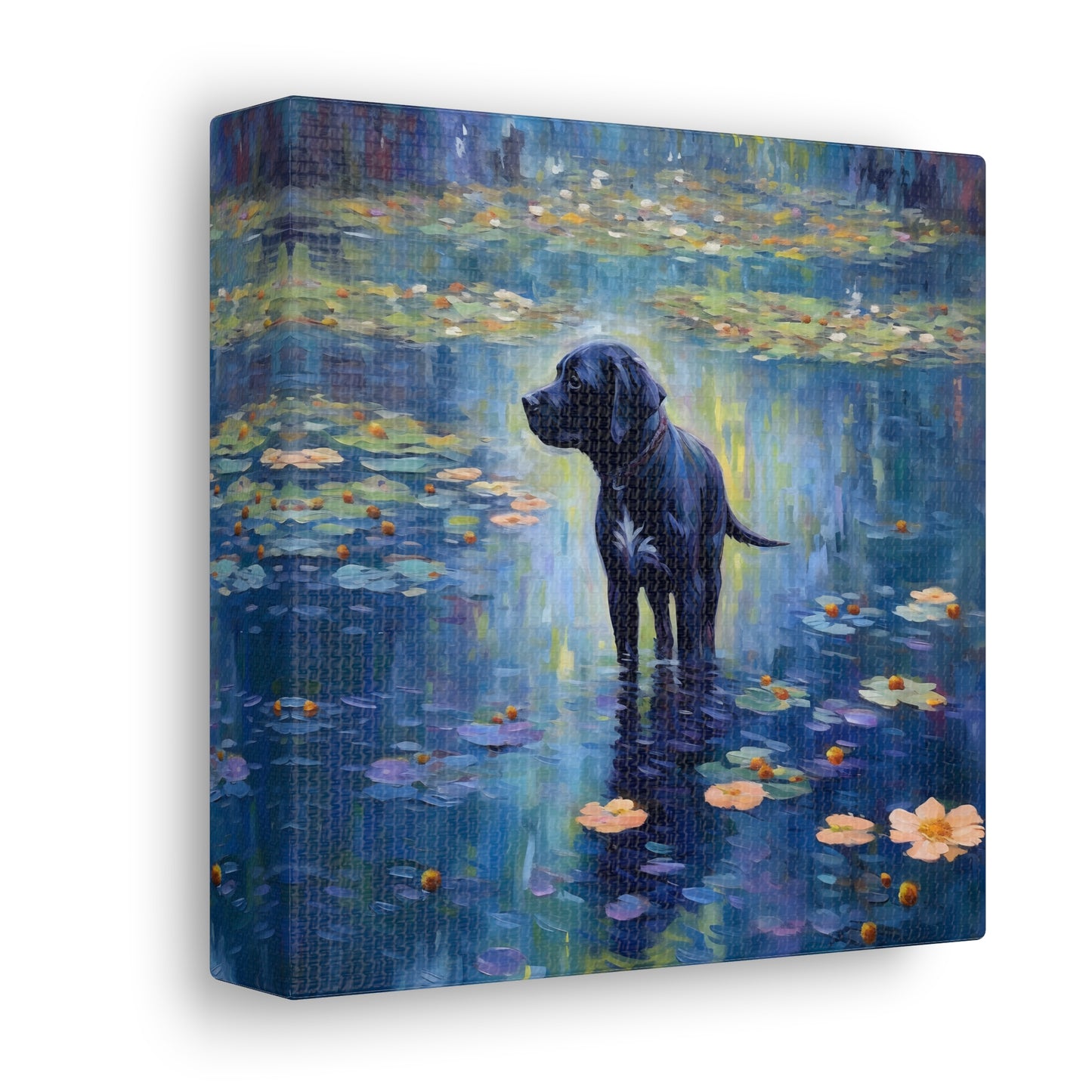 Black Lab Monet Canvas Print