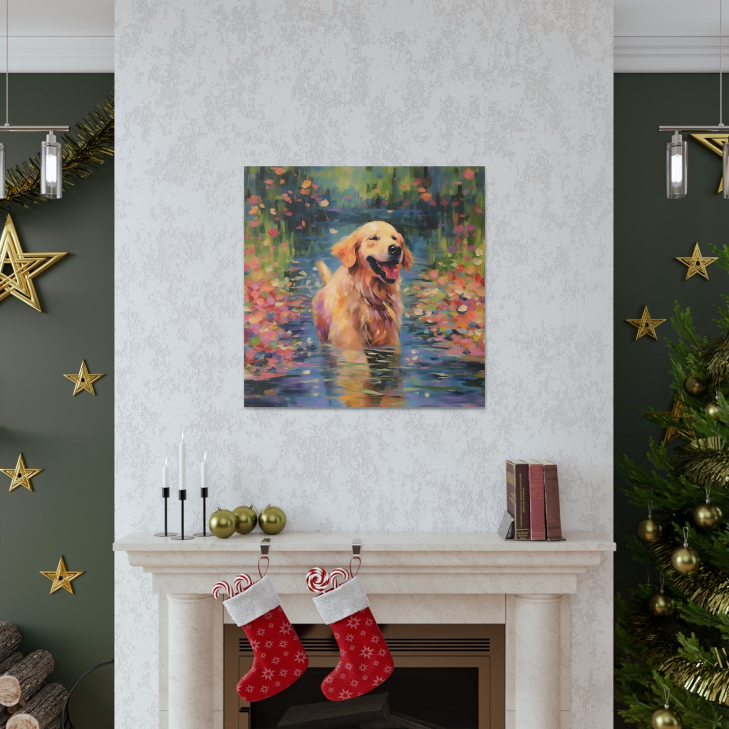 Golden Retriever Monet Canvas Print