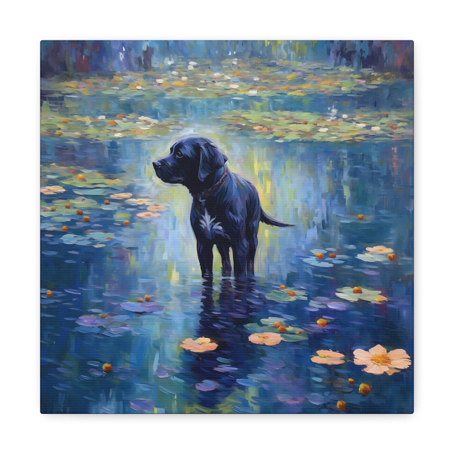 Black Lab Monet Canvas Print