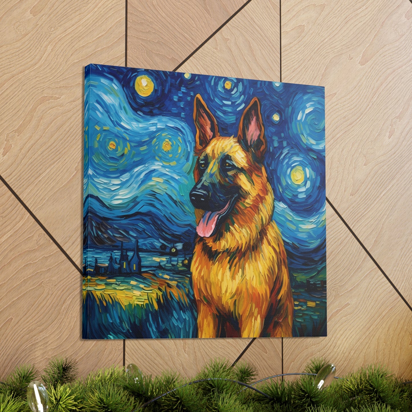 German Shepherd Van Gogh Canvas Print