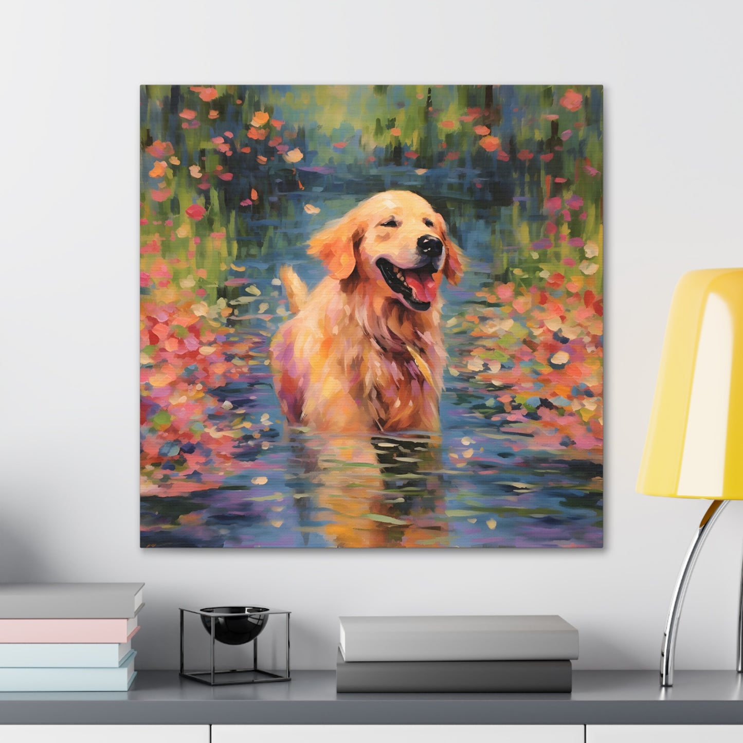 Golden Retriever Monet Canvas Print