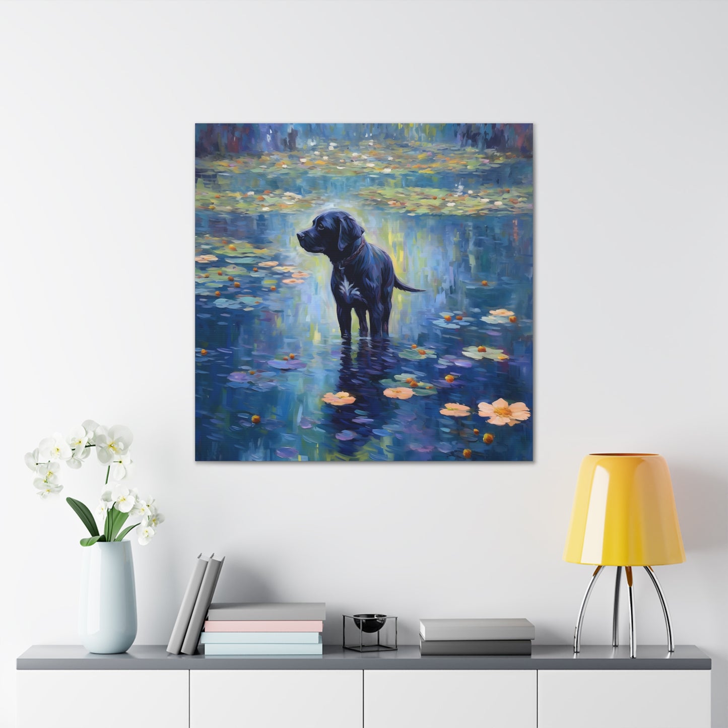 Black Lab Monet Canvas Print