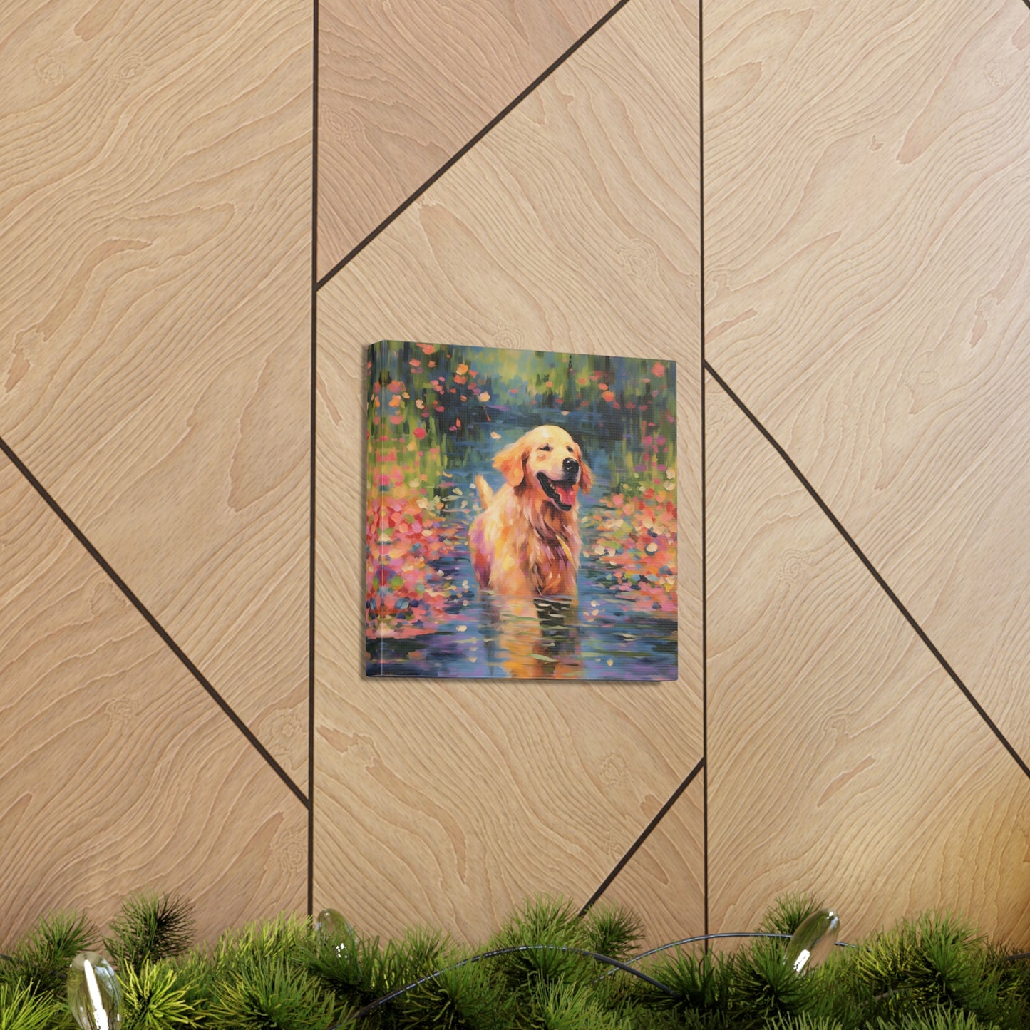 Golden Retriever Monet Canvas Print