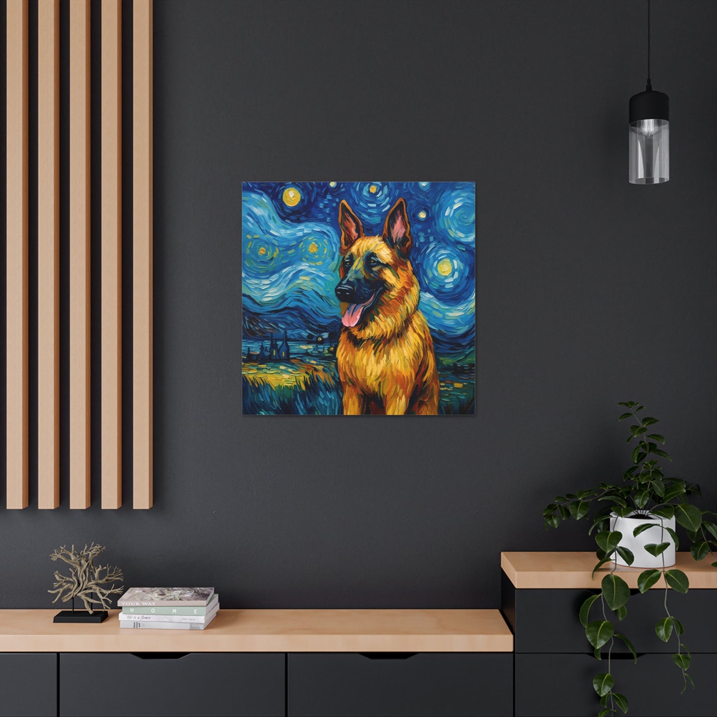 German Shepherd Van Gogh Canvas Print