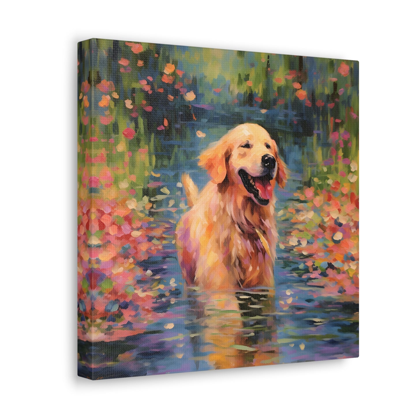 Golden Retriever Monet Canvas Print