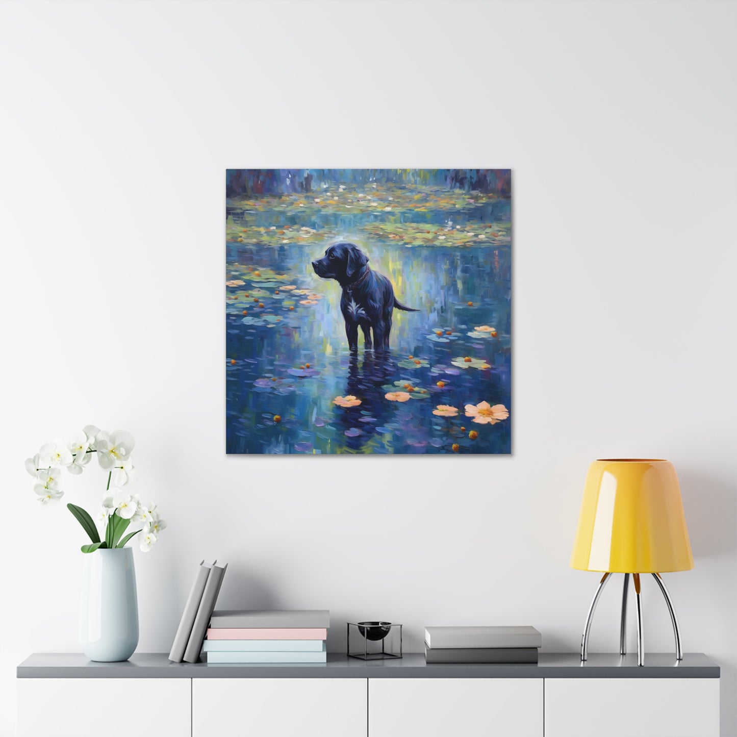 Black Lab Monet Canvas Print