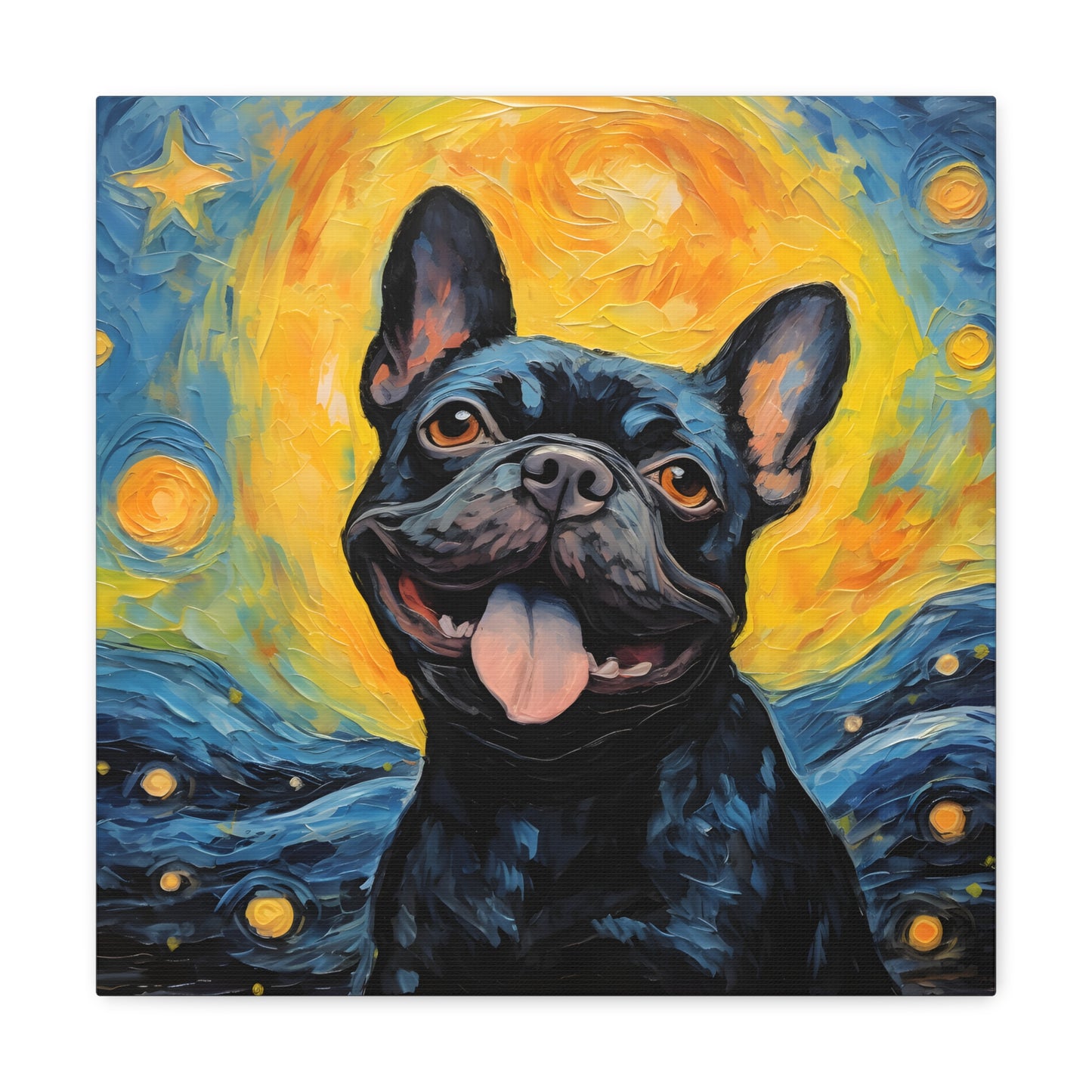 French Bulldog Van Gogh Canvas Print